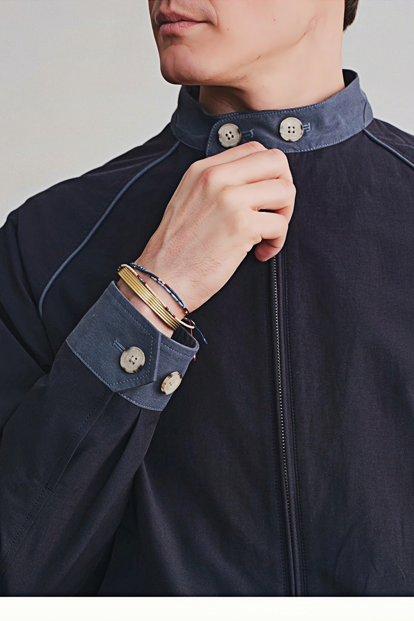 Ragnar color-blocking standing-collar jacket