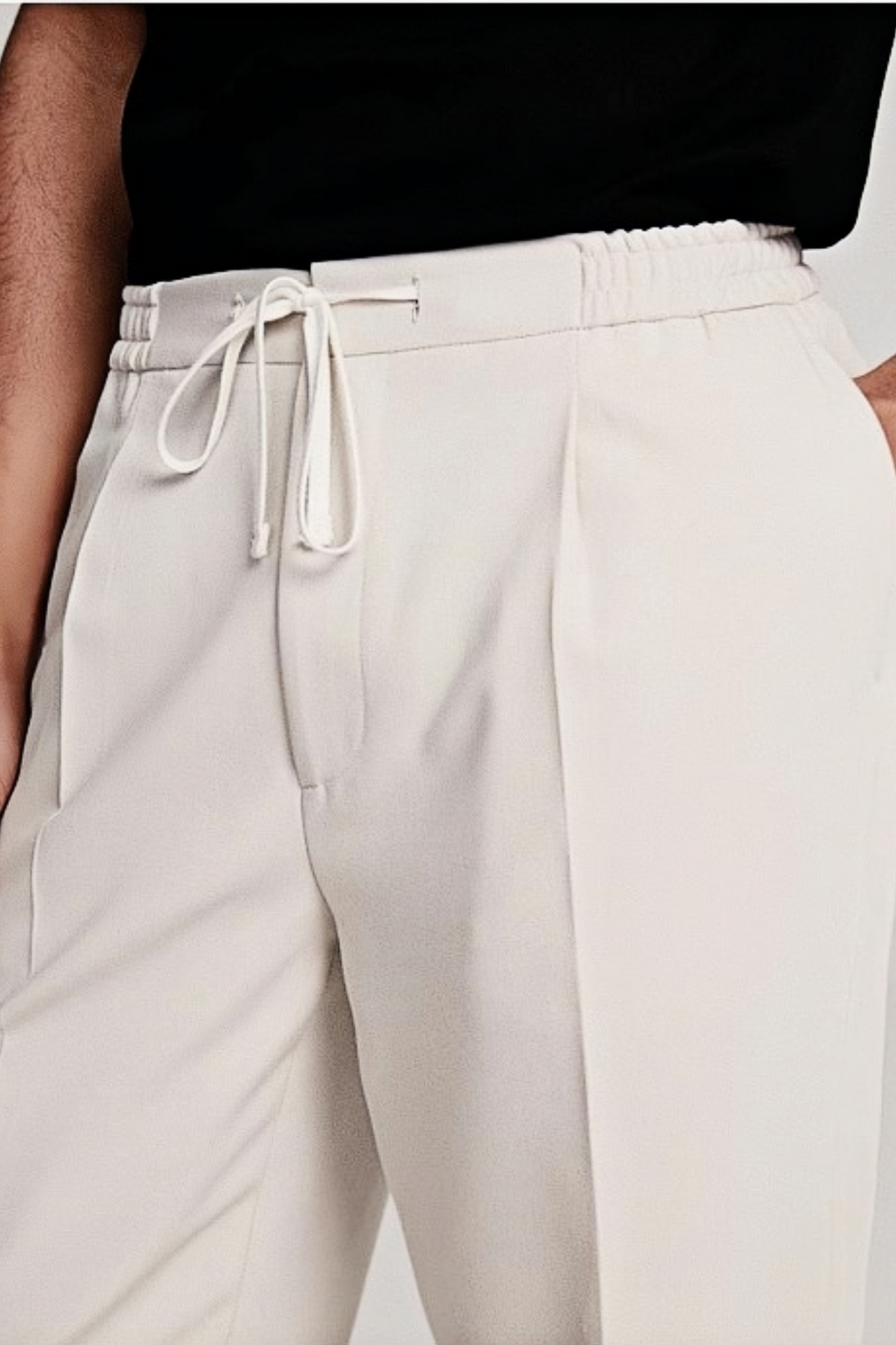 Victor beige ankle-length trousers