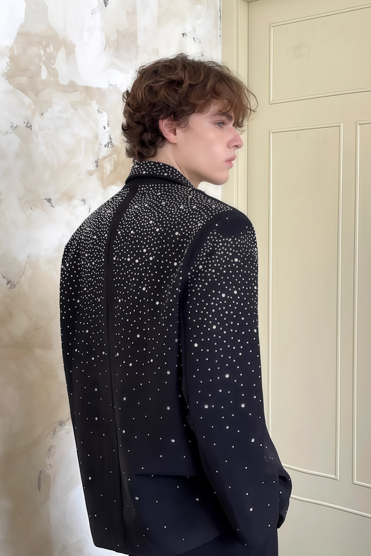 Enzo black crystal-embellished blazer