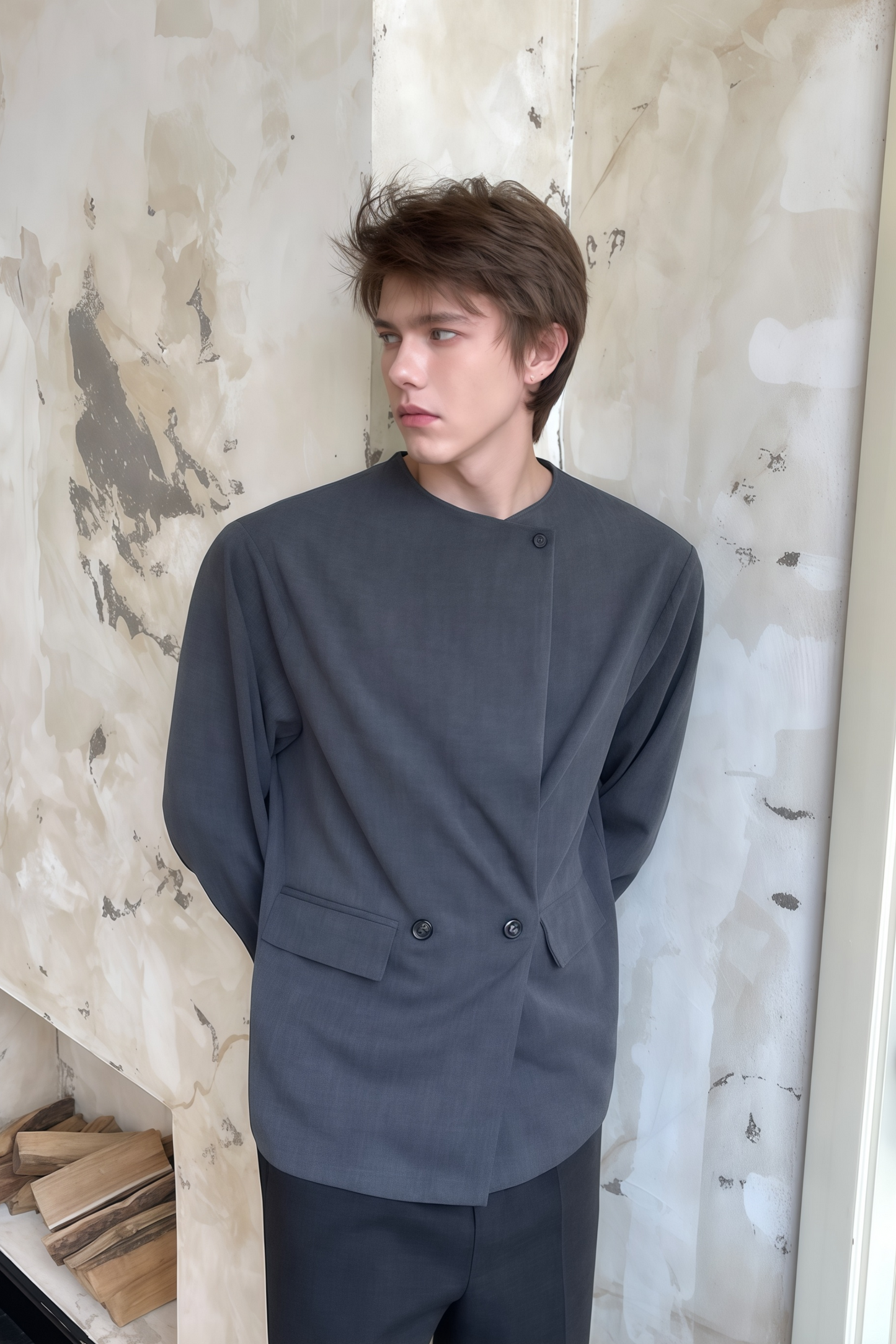 Silas gray asymmetric shirt