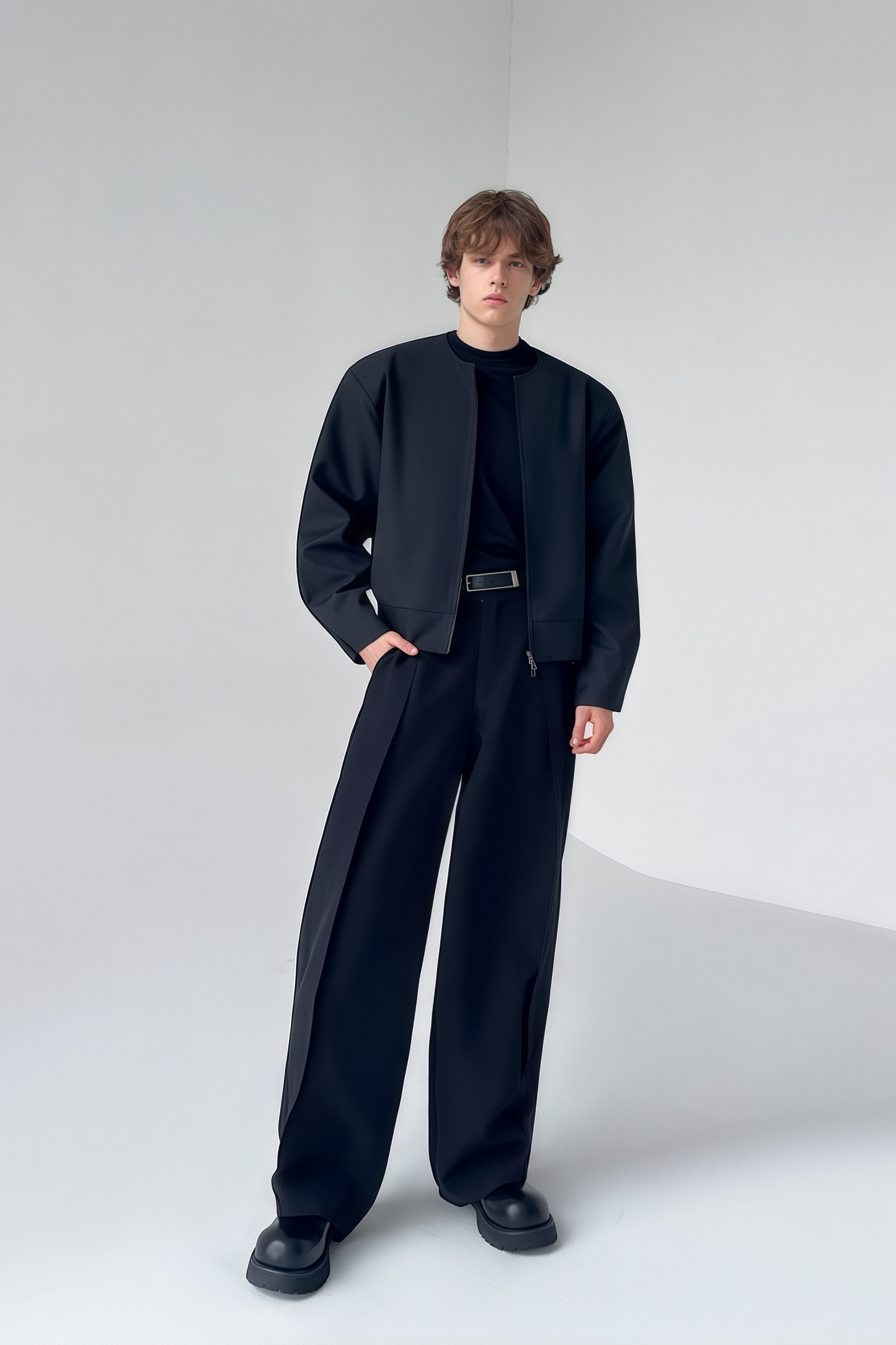 Oliver black collarless jacket