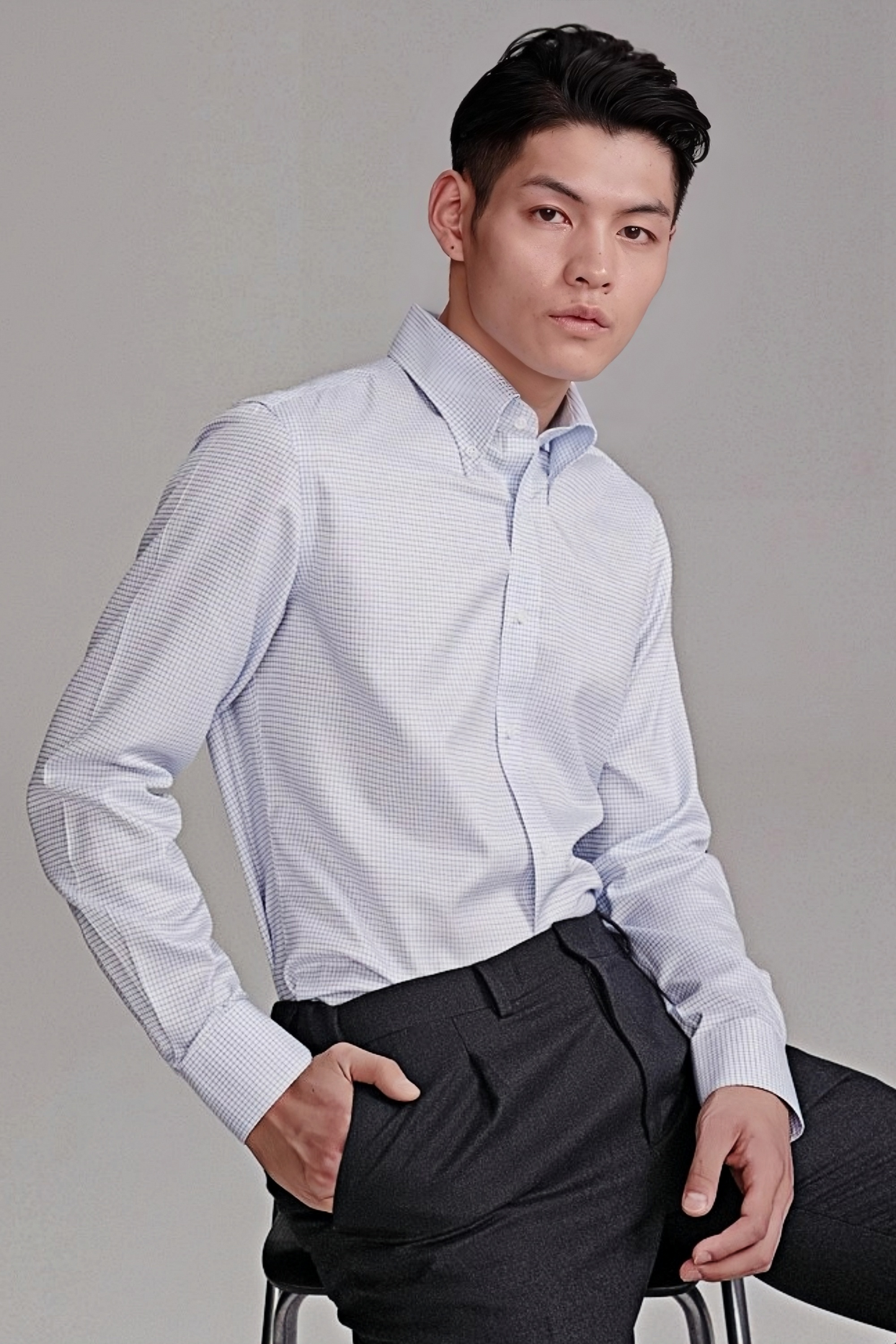 Atticus white check-pattern shirt