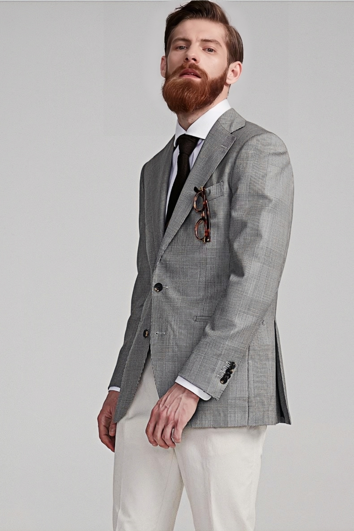 Tristan gray check-pattern blazer