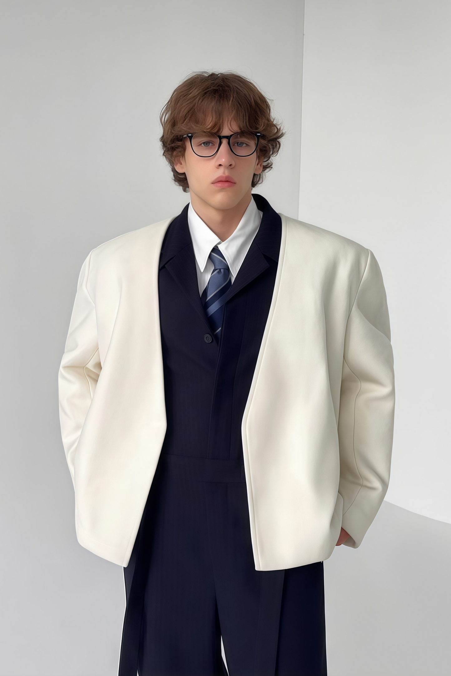 Gaspard white jacket & trousers matching set