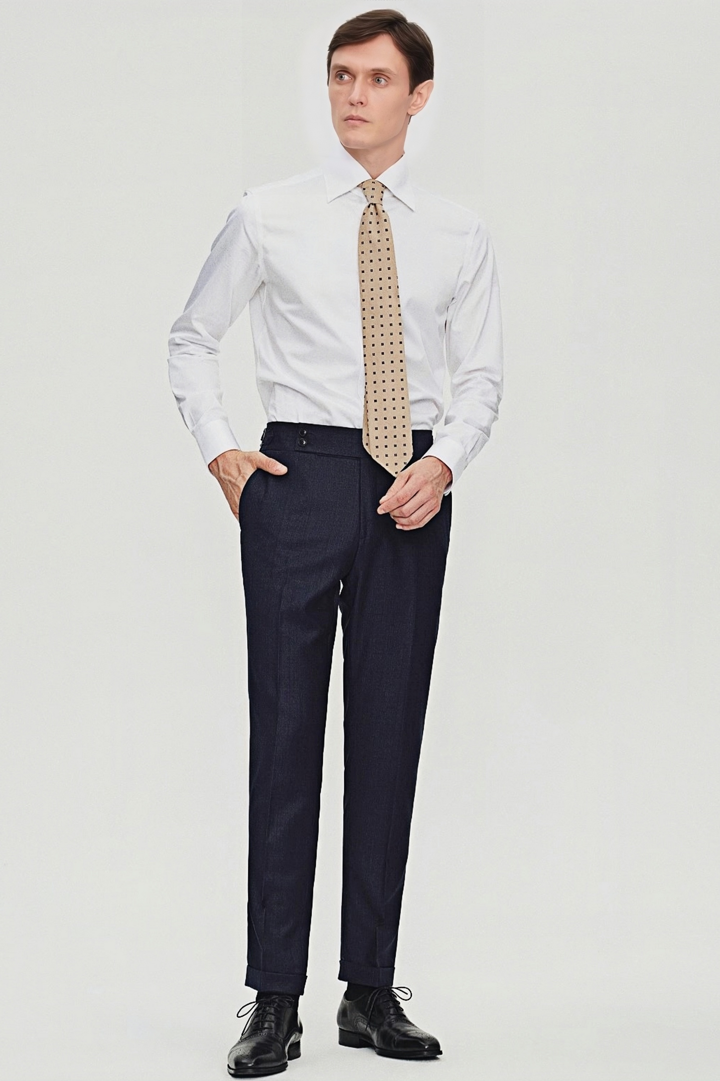 Nathaniel navy-blue glen-plaid trousers