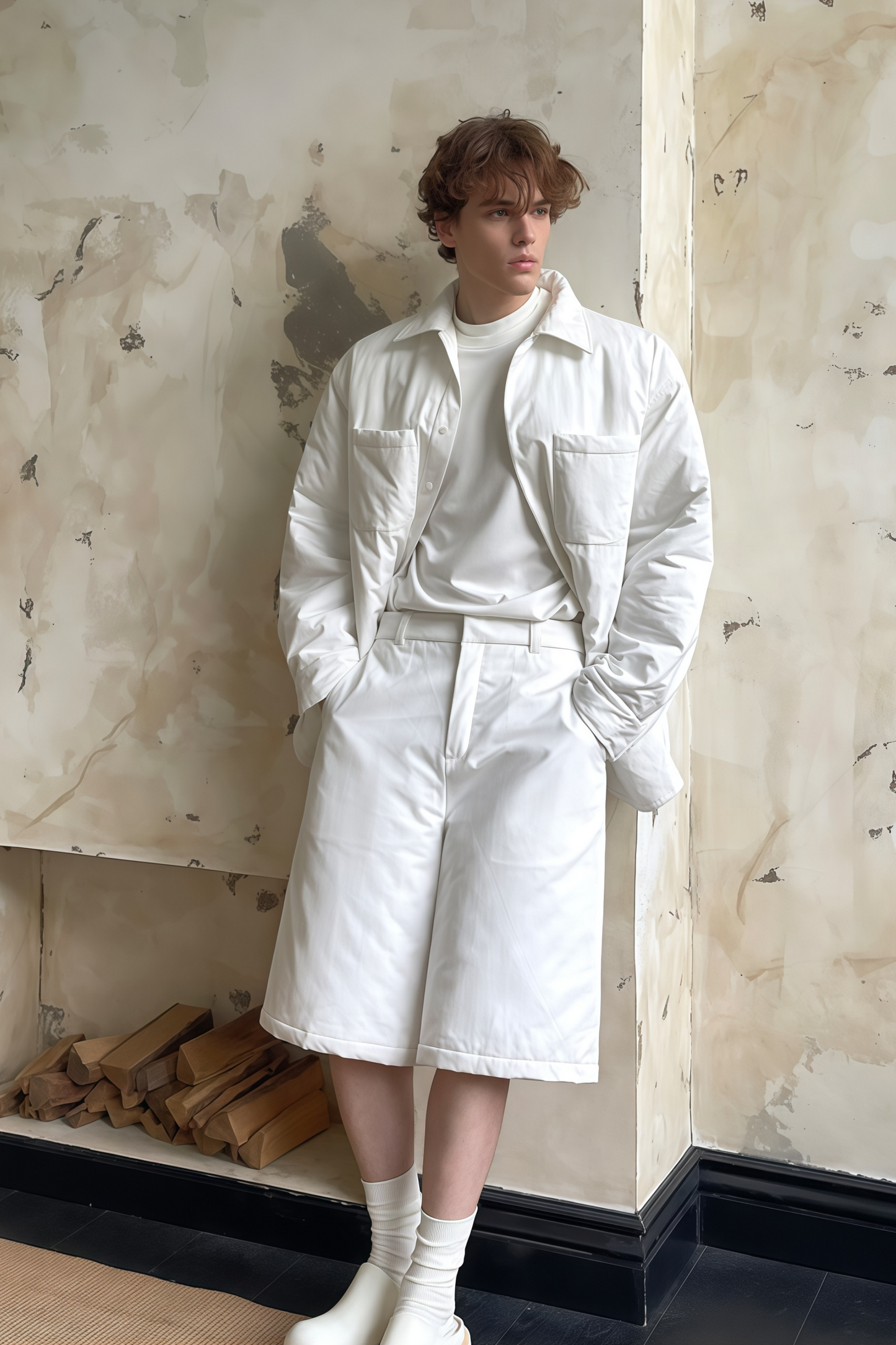 Finn white cotton jacket & shorts matching set