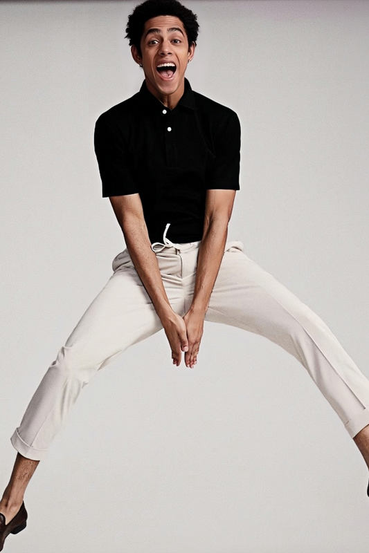 Victor beige ankle-length trousers