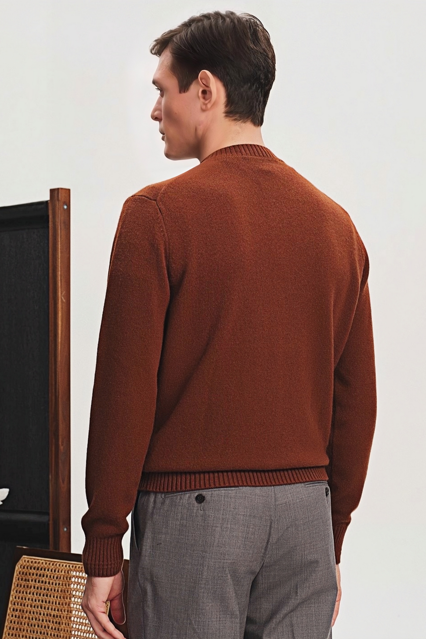Yves brown Henley-collar jumper
