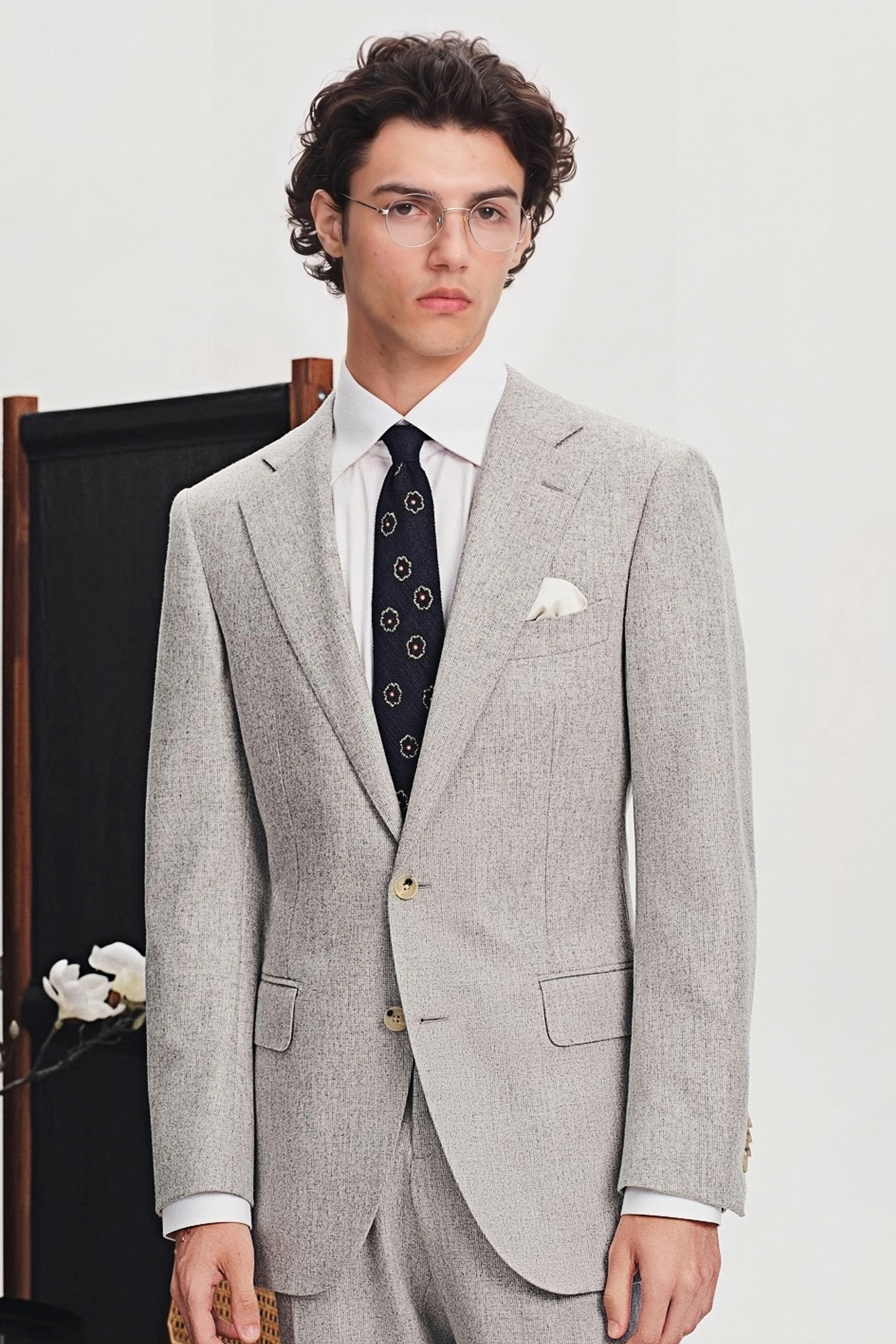 Godric light-gray flannel suit