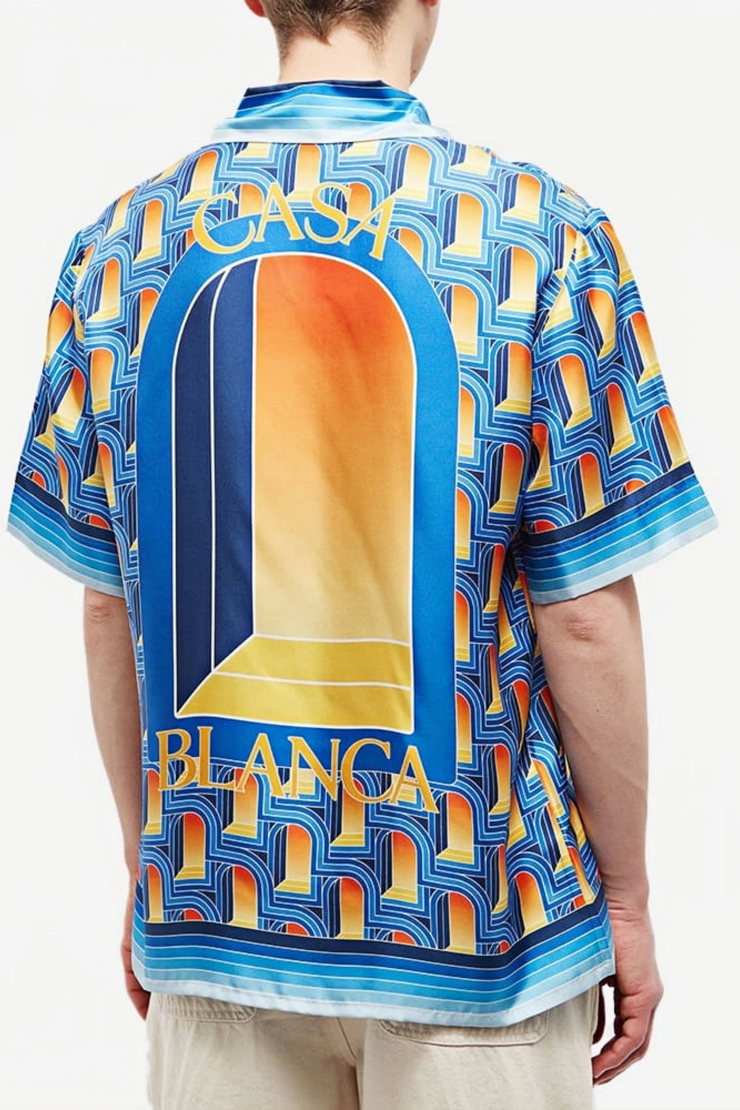 Basile blue geometric pattern short-sleeve shirt