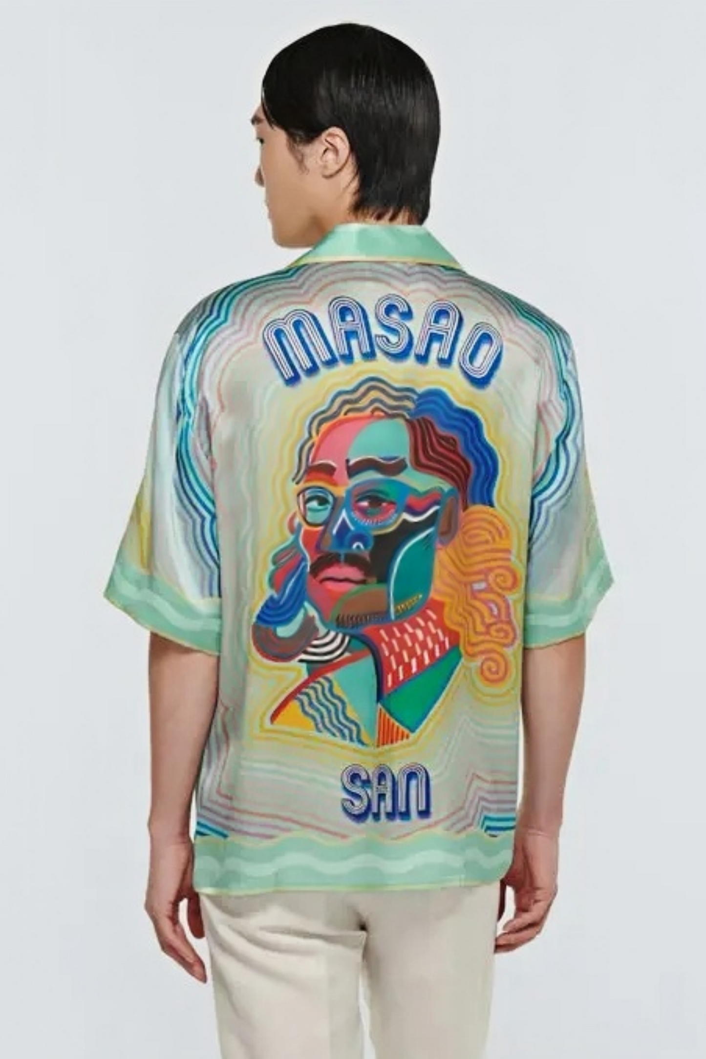 Ken green wavy print short-sleeve shirt