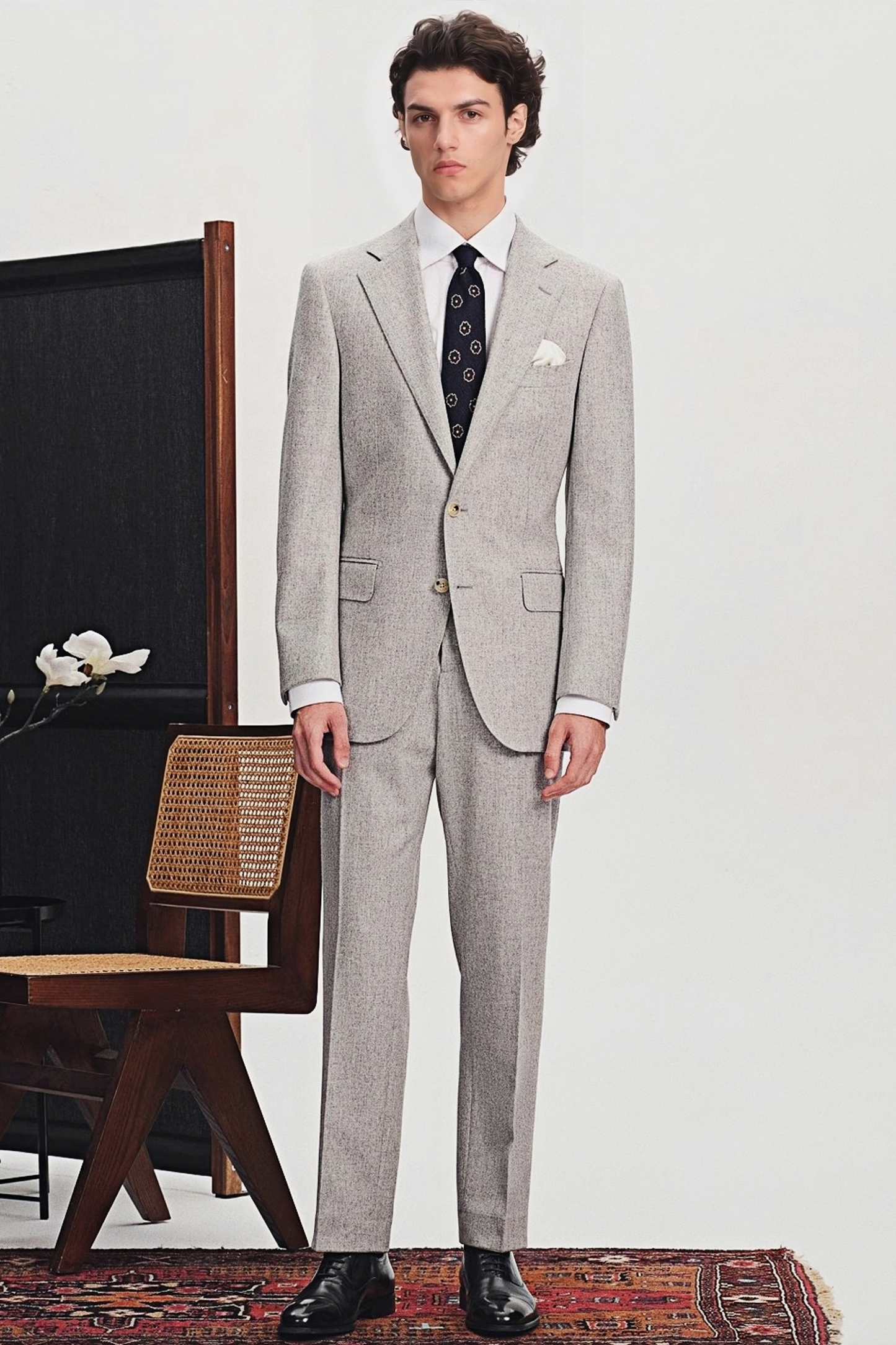 Godric light-gray flannel suit
