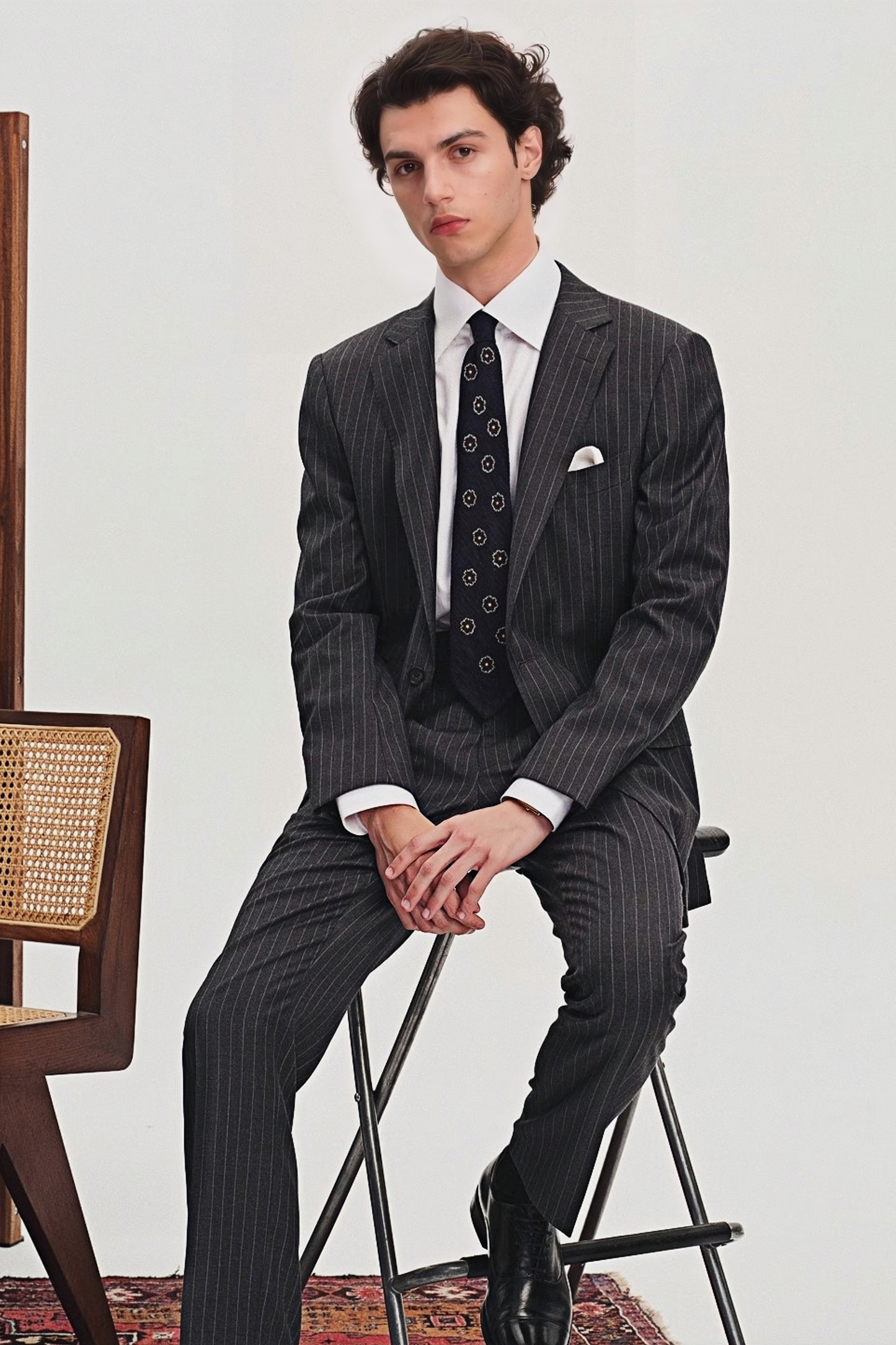 Jasper gray stripe-pattern blazer