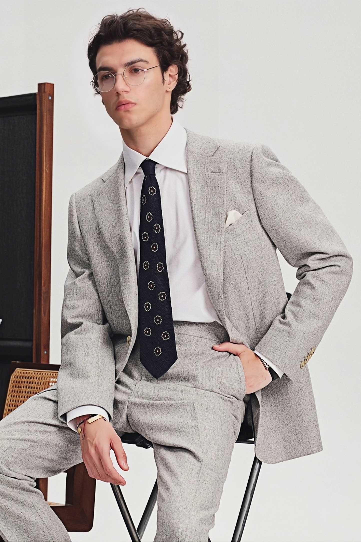 Godric light-gray flannel suit