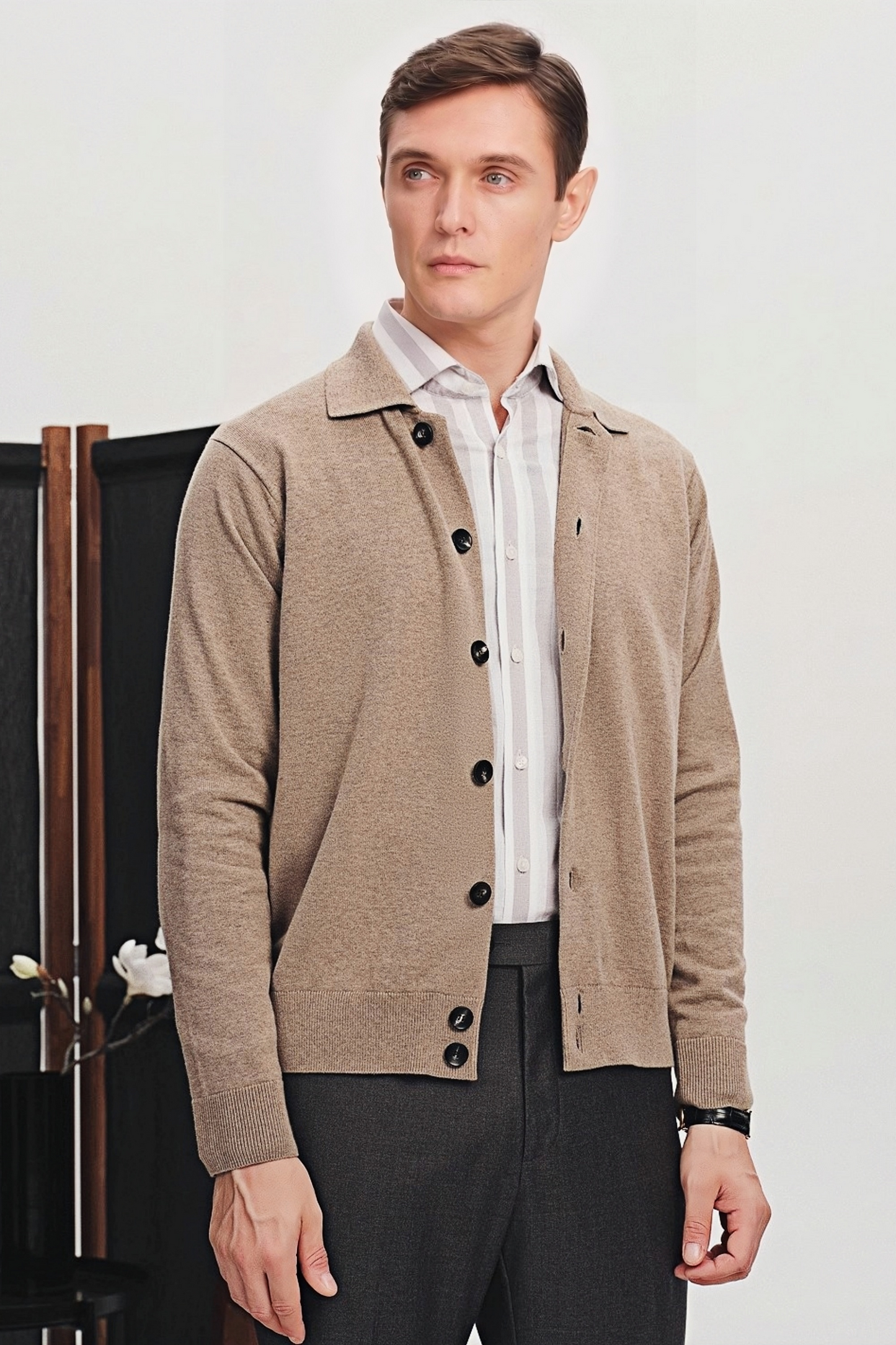 Dorian brown knitted cardigan