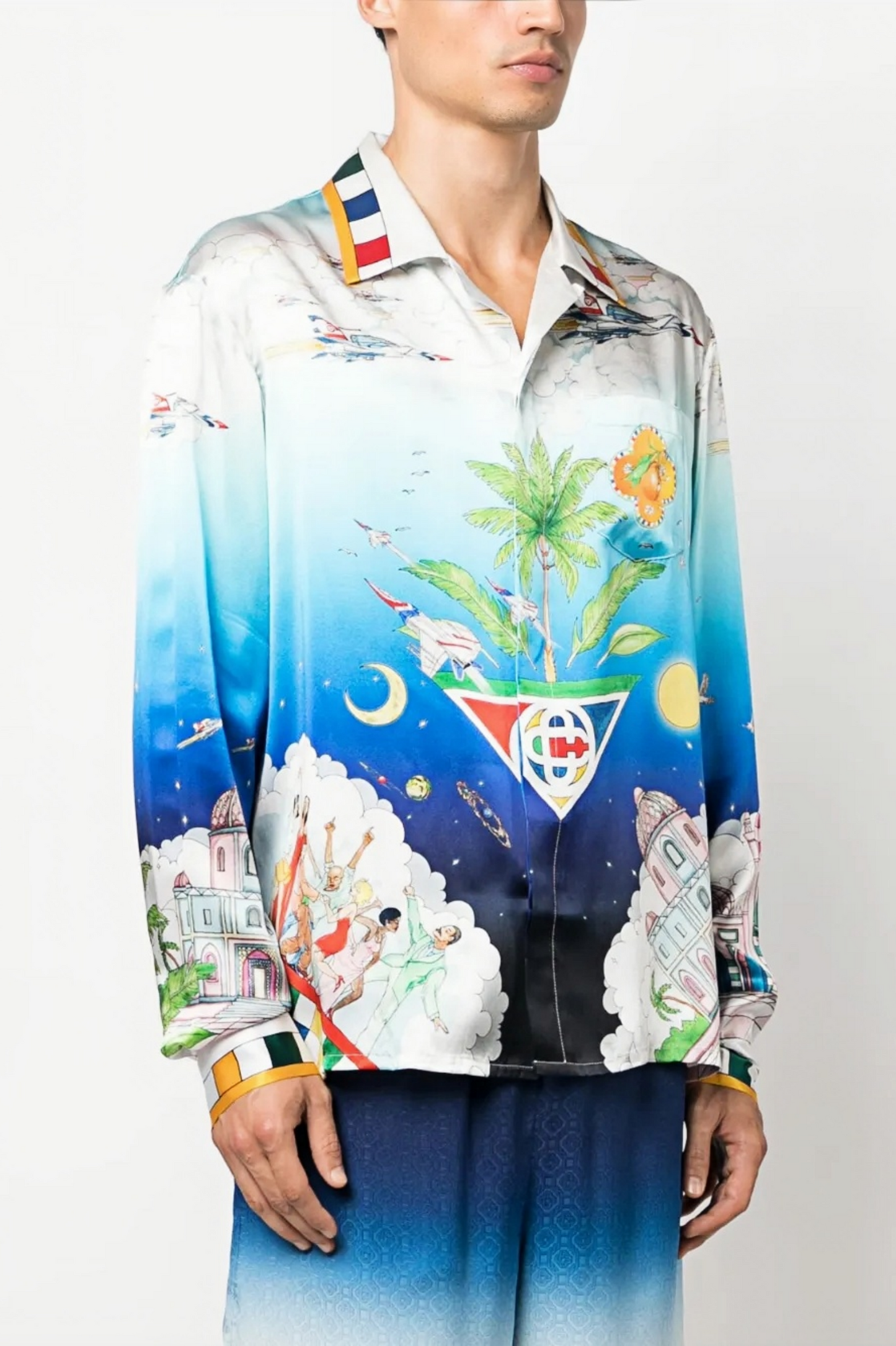 Aimé blue peace fruit long-sleeve shirt