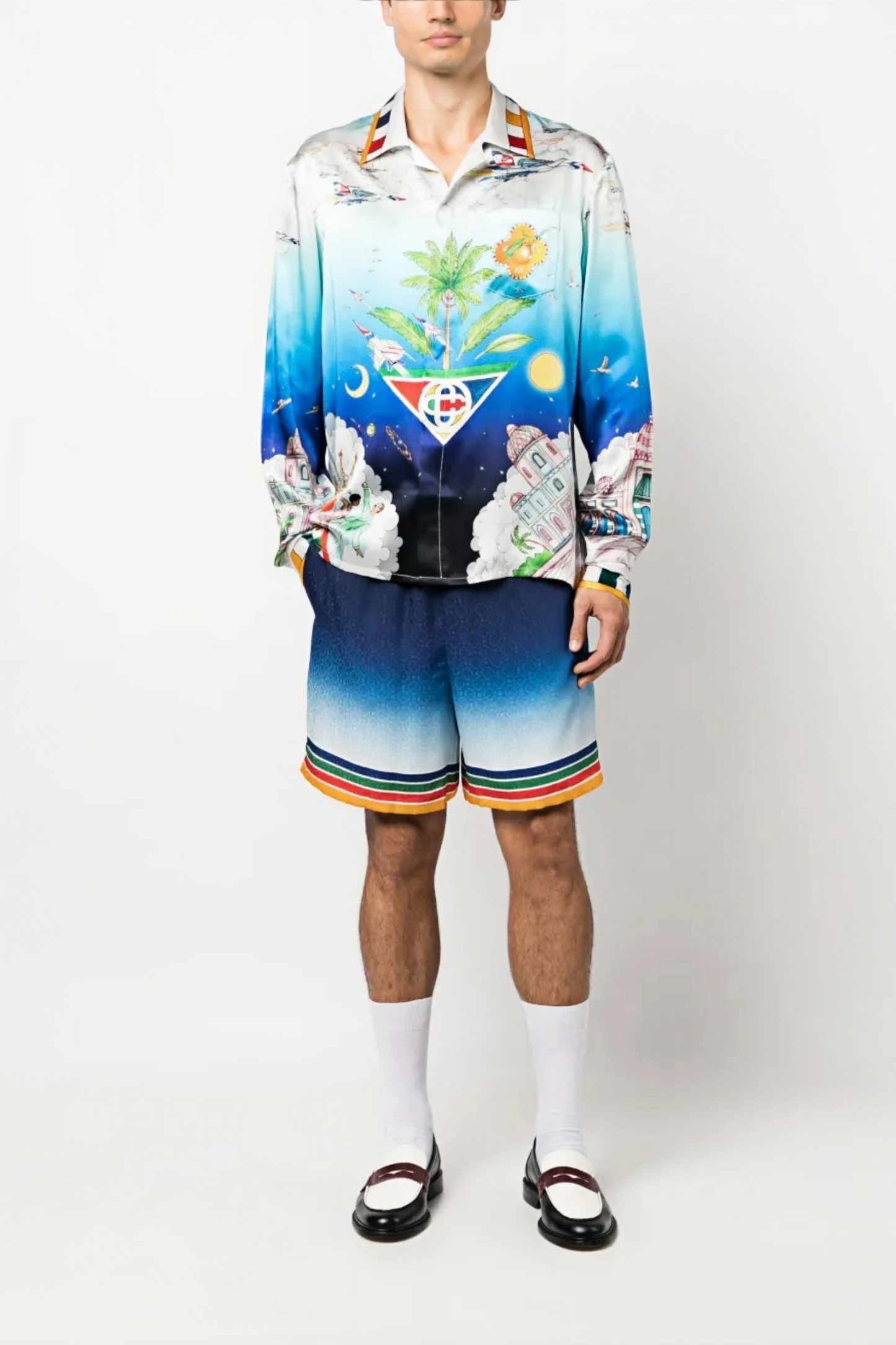 Aimé blue peace fruit long-sleeve shirt