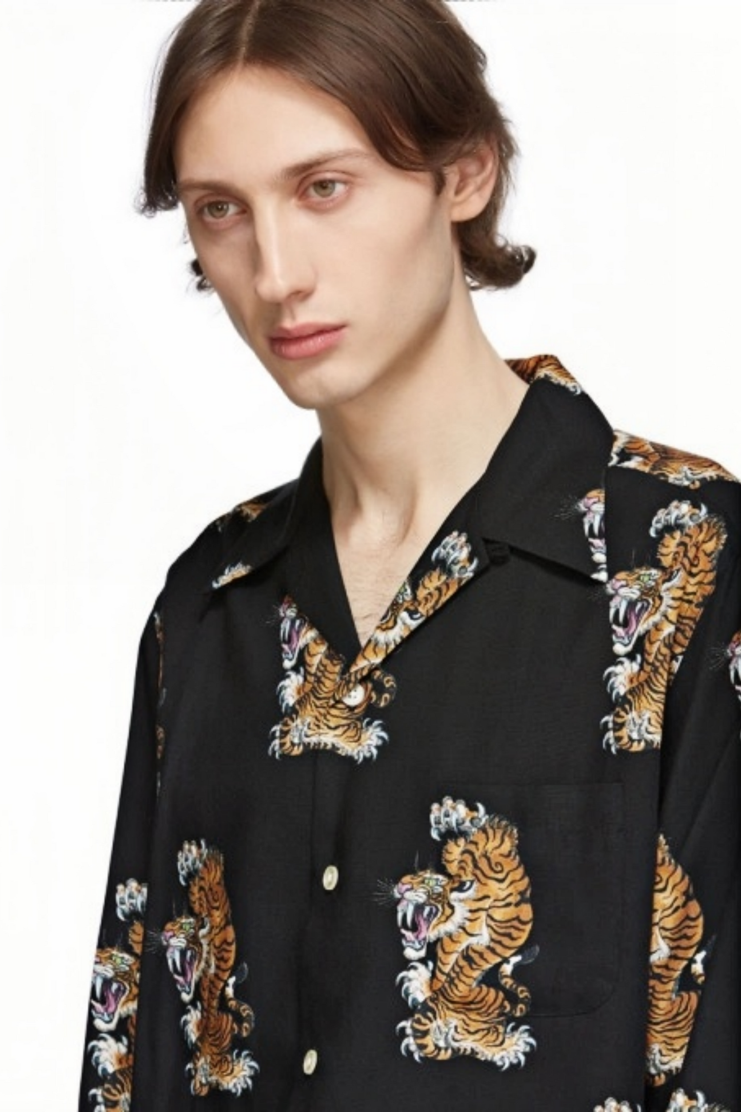 Léandre black tiger print long-sleeve shirt