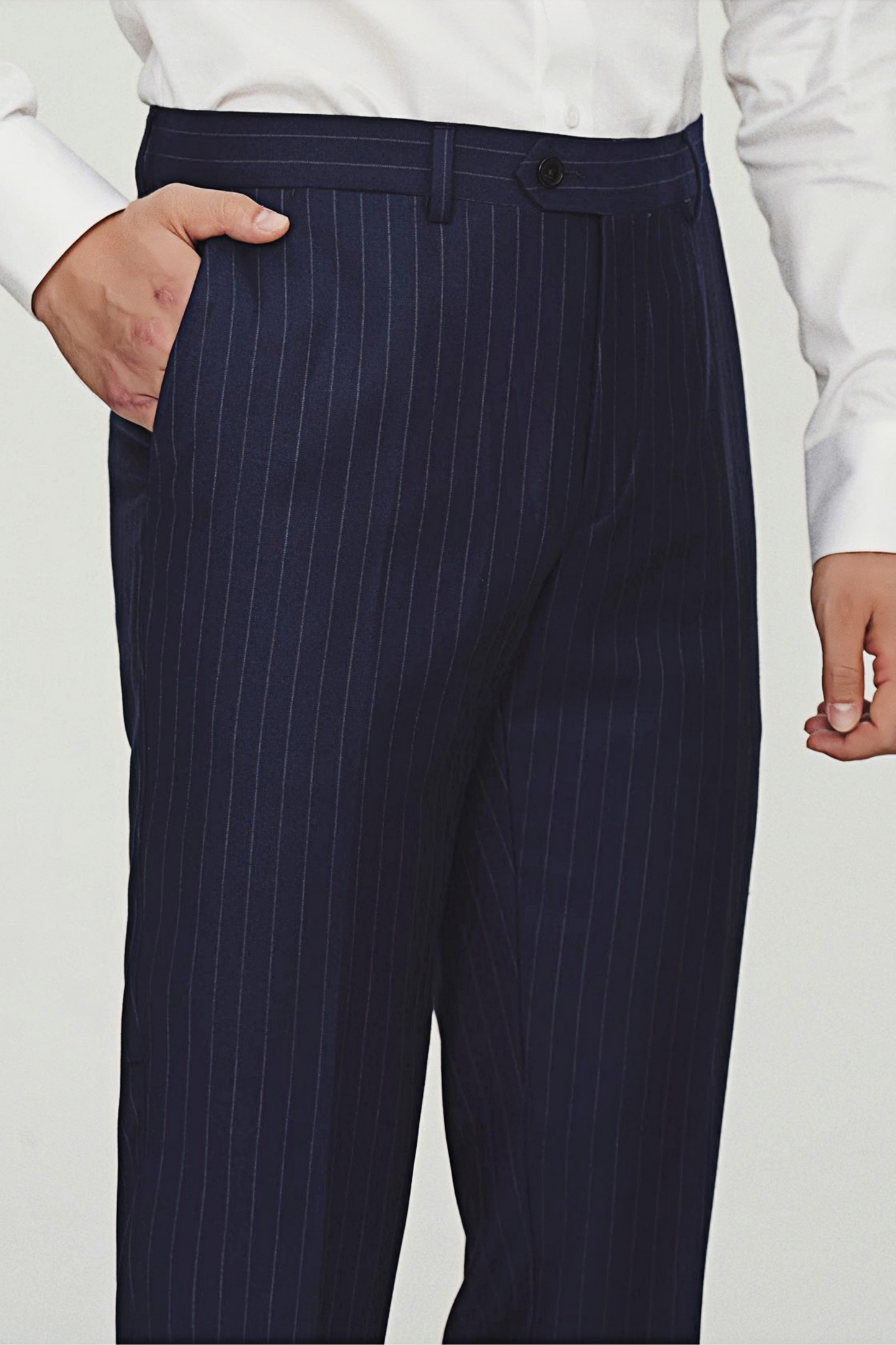 Jasper navy-blue stripe-pattern trousers