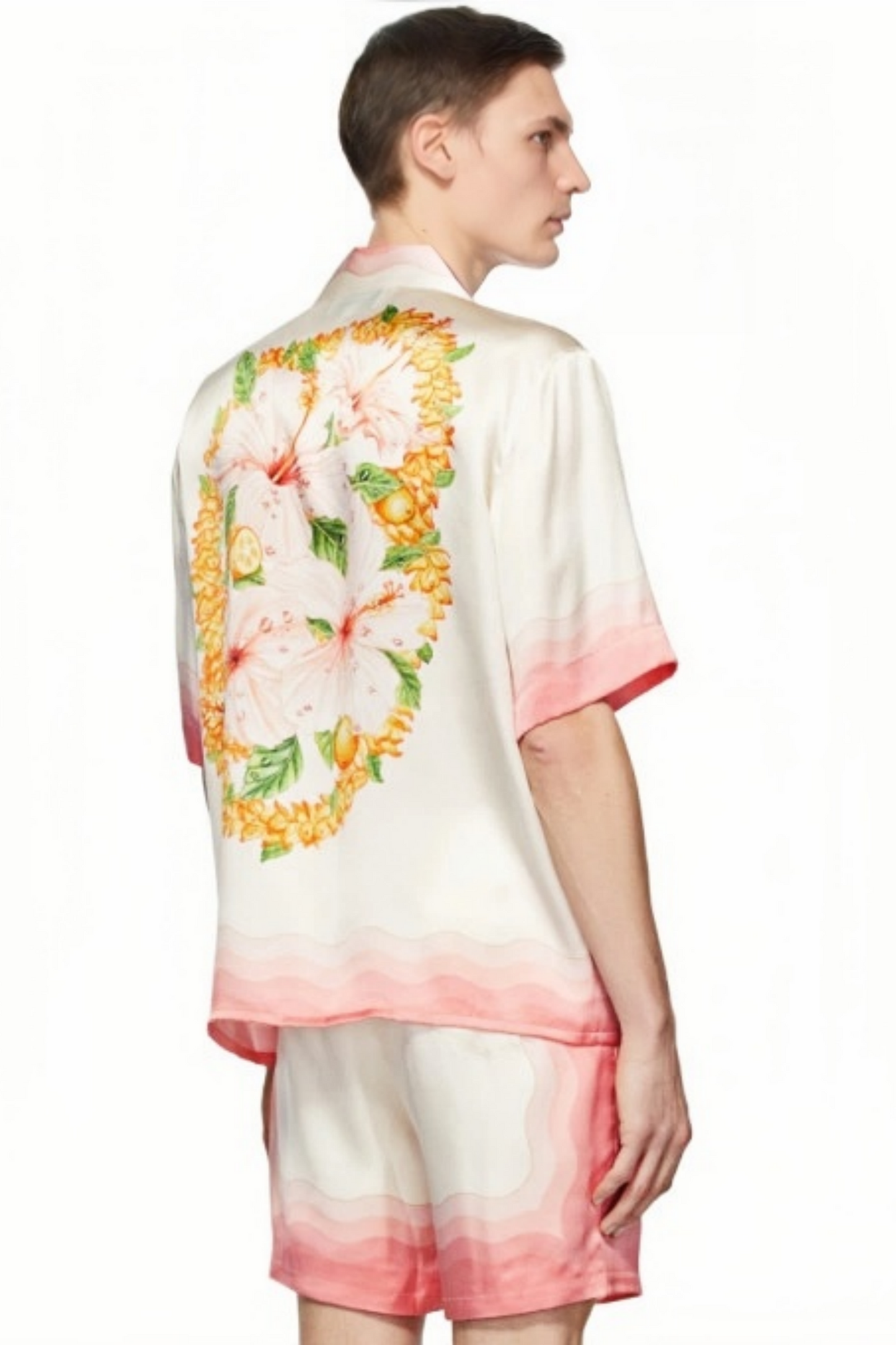 Armand white floral print short-sleeve shirt