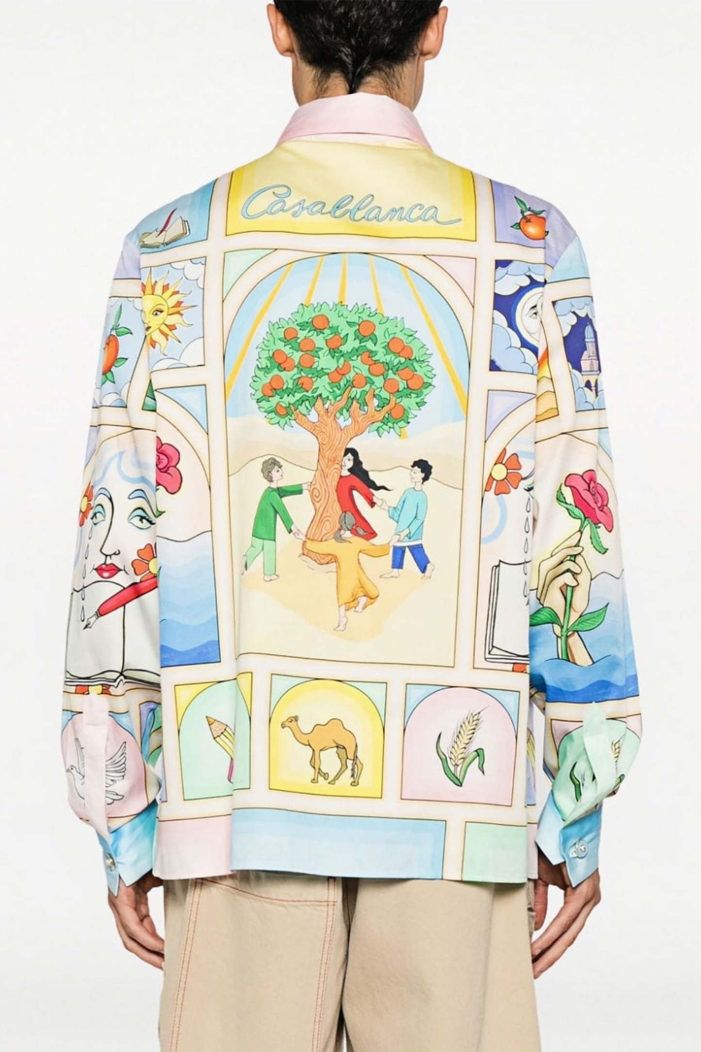 Valentin white pastel patchwork long-sleeve shirt