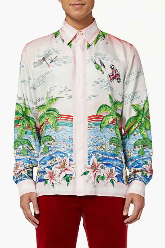 Mike white tropical print long-sleeve shirt