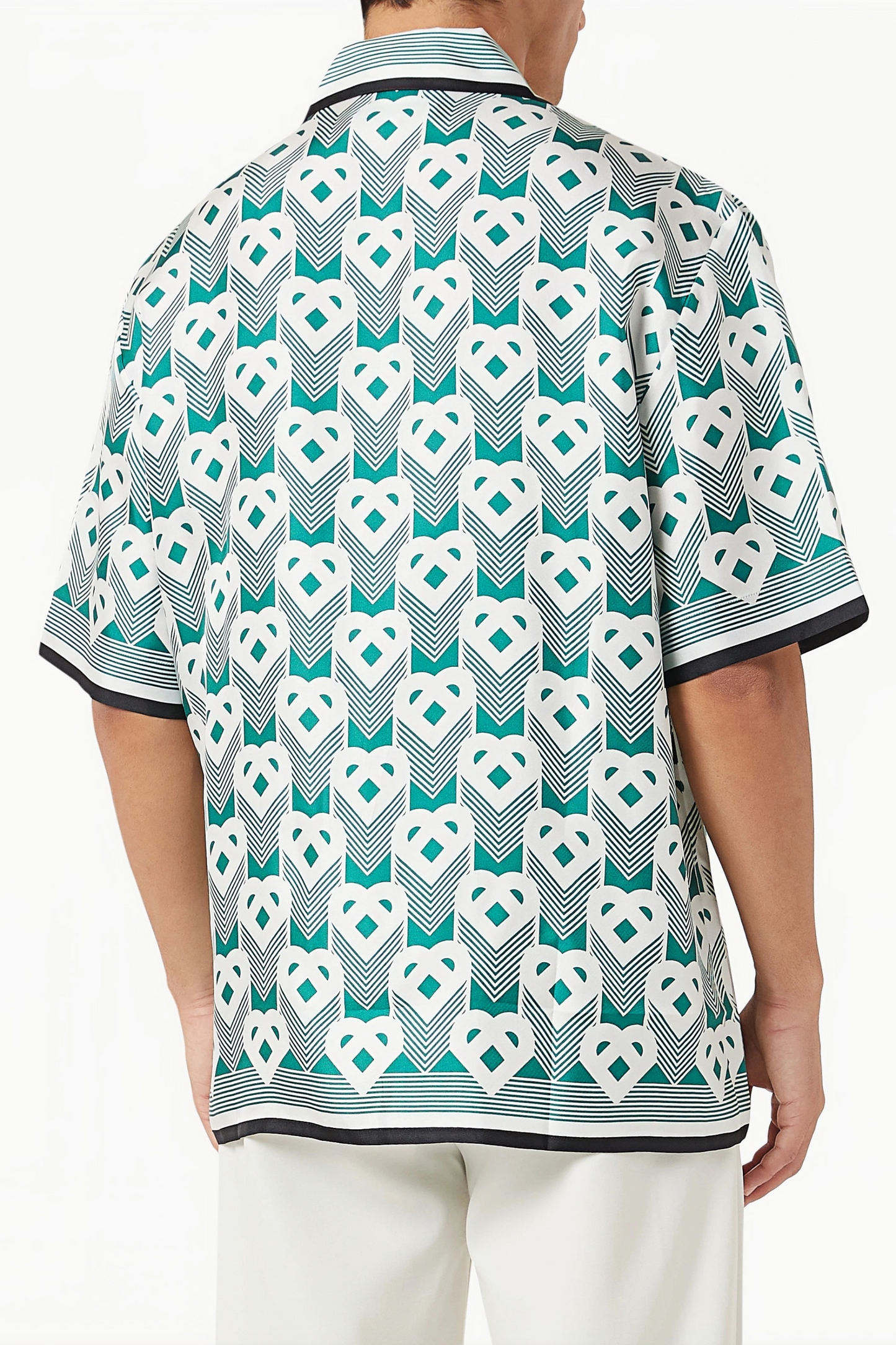 Aaron green geometric short-sleeve shirt
