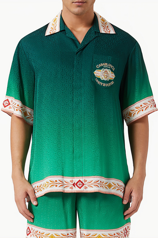 Terry green striped short-sleeve shirt