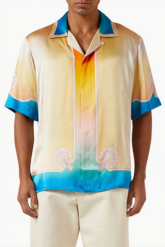 Tom yellow gradient print short-sleeve shirt