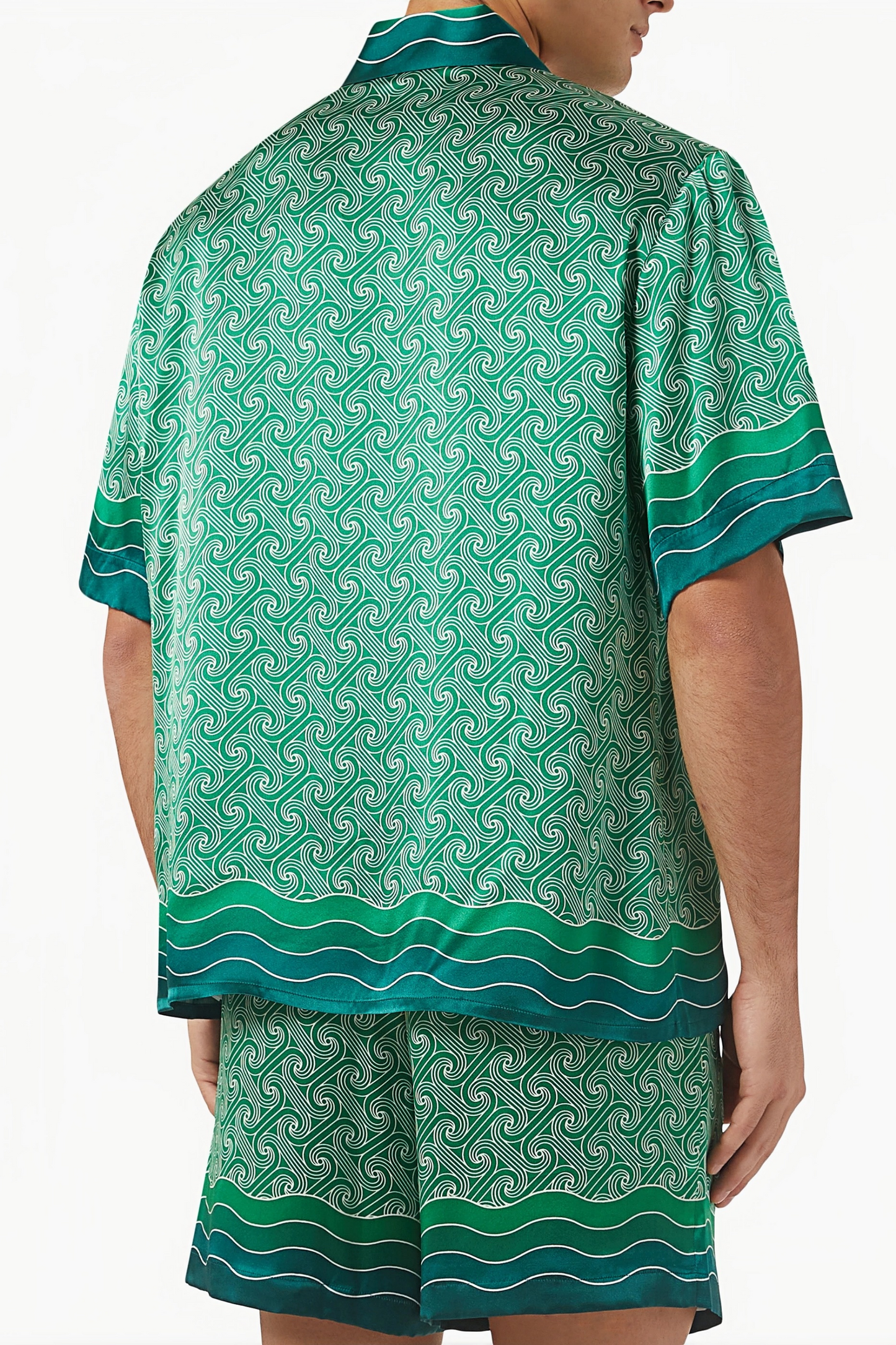 Eric green wave print short-sleeve shirt
