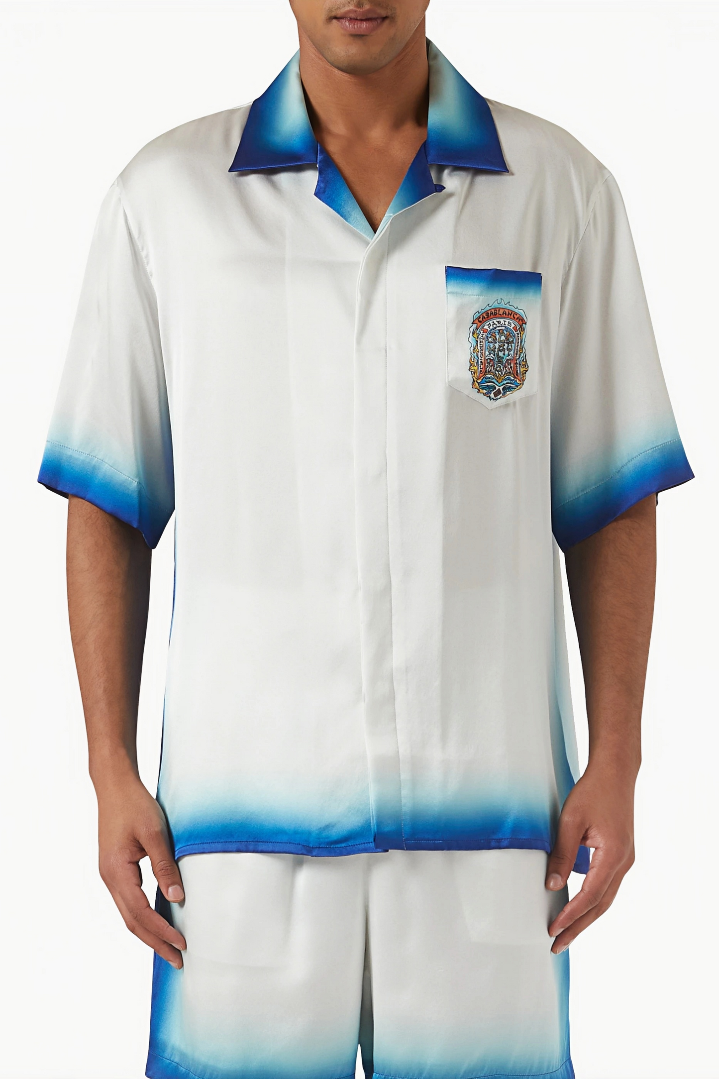 Zach white gradient polo short-sleeve shirt