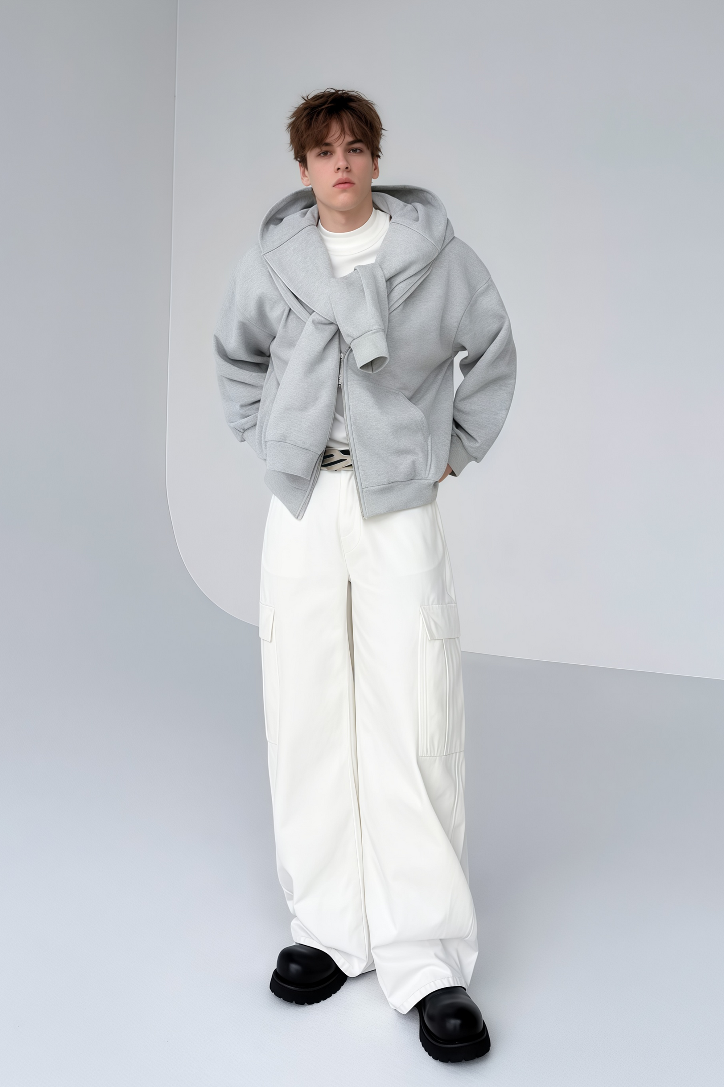Bennett gray mock two-piece hoodie