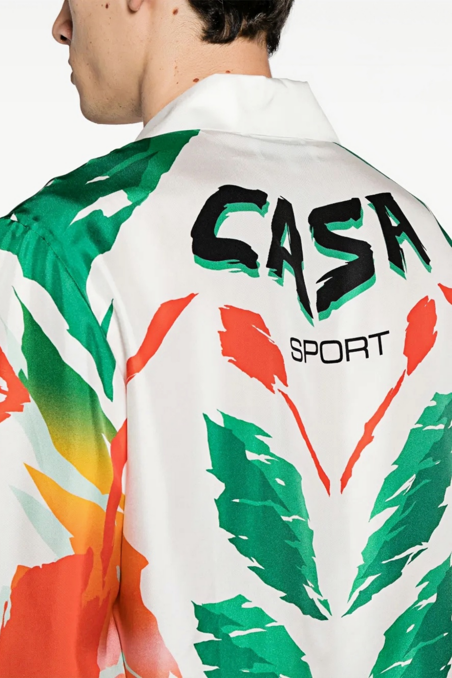 Timothée white sporty feather print long-sleeve shirt