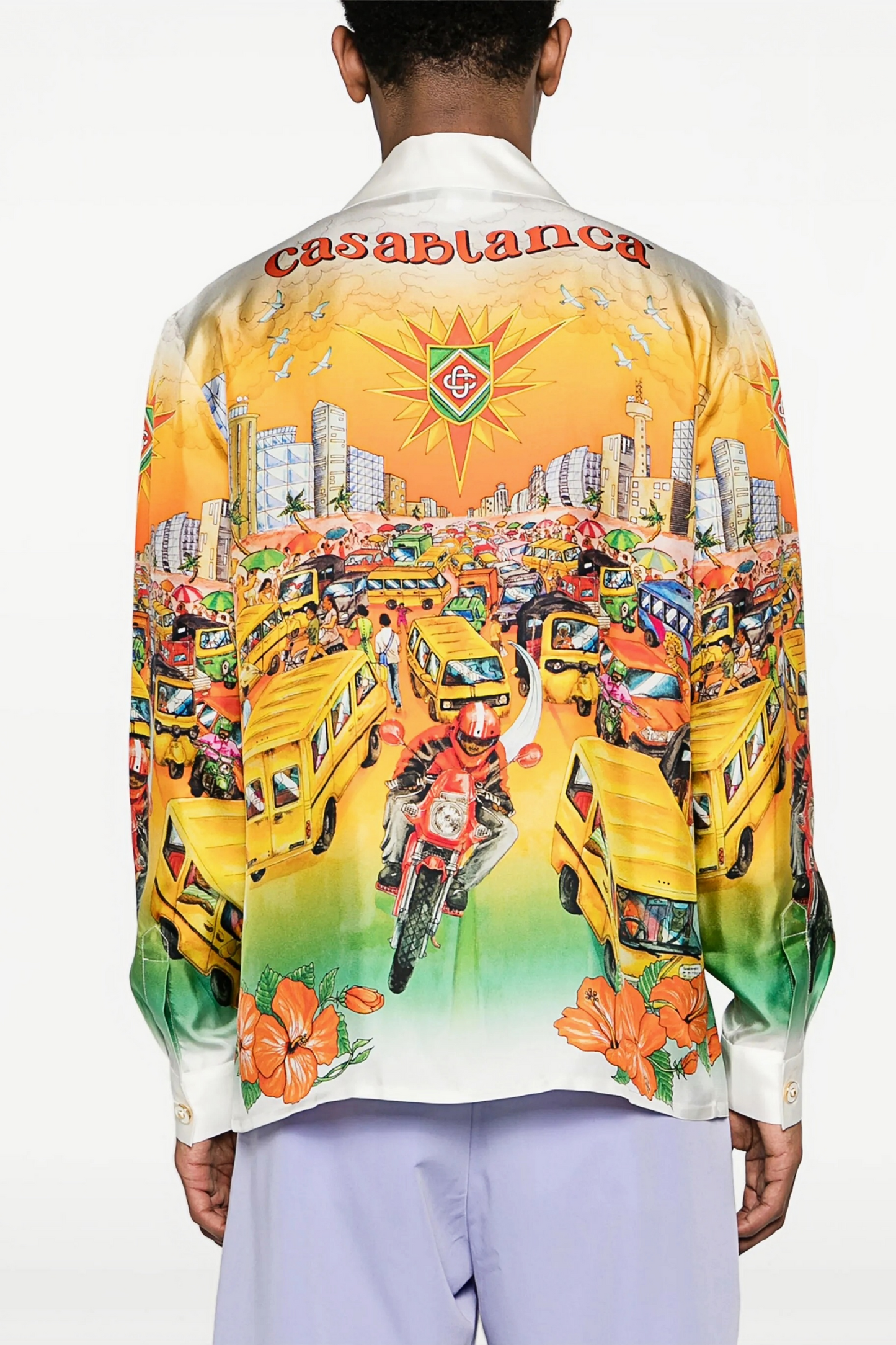 Aaron yellow city print short-sleeve shirt