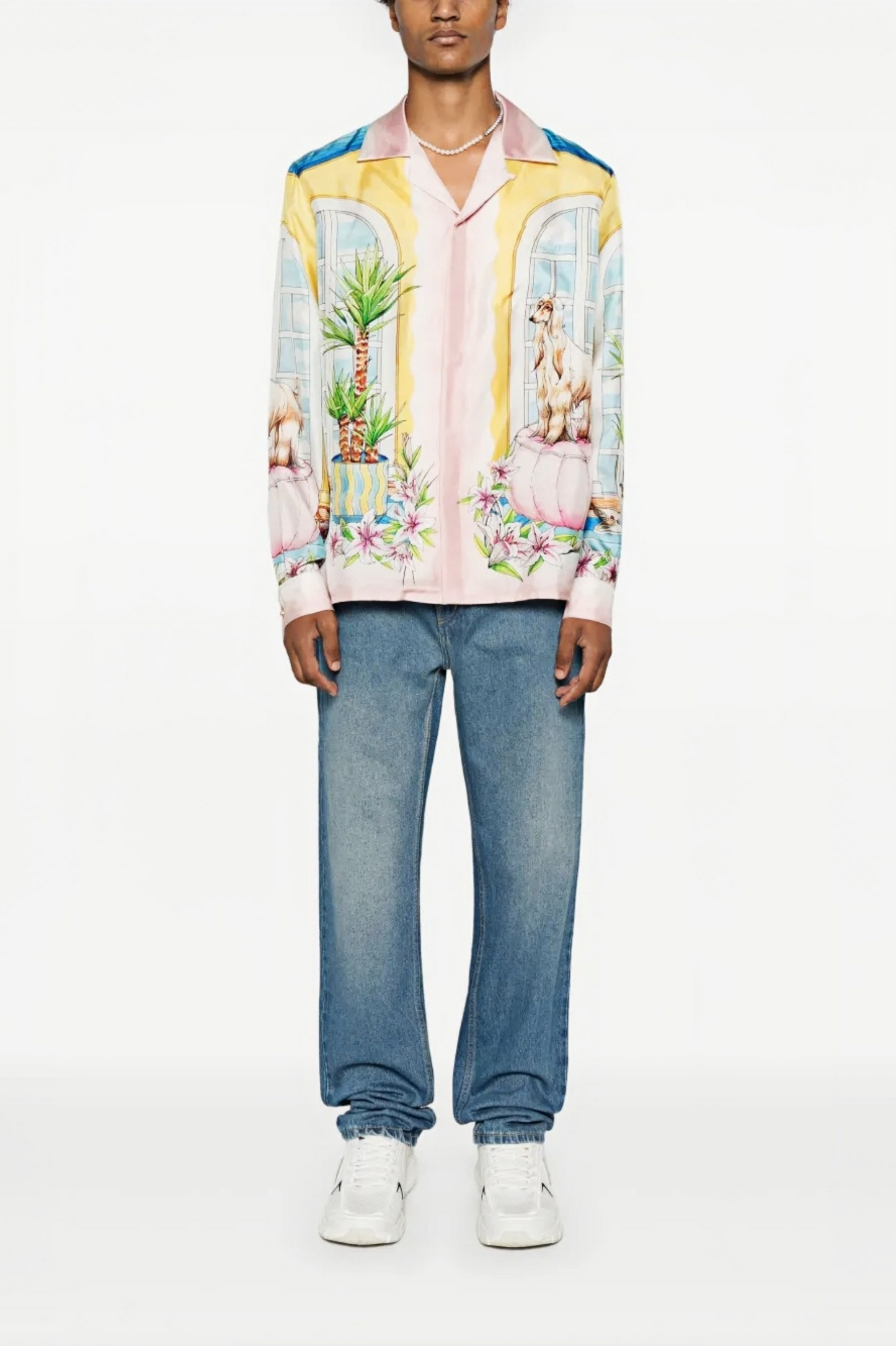 Valentin white pastel patchwork long-sleeve shirt