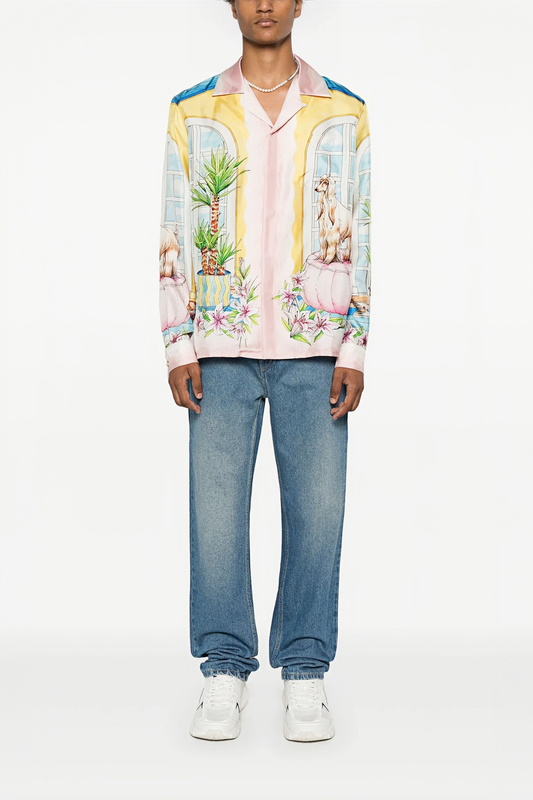Jake pink pattern-print long-sleeve shirt
