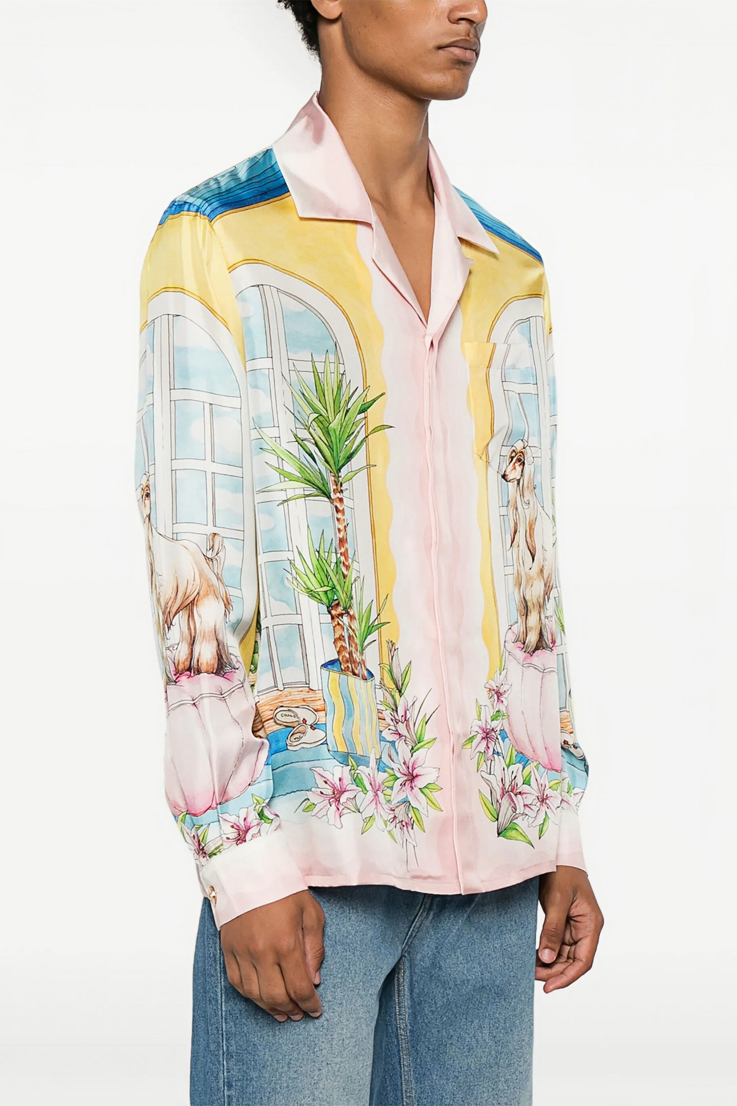Valentin white pastel patchwork long-sleeve shirt