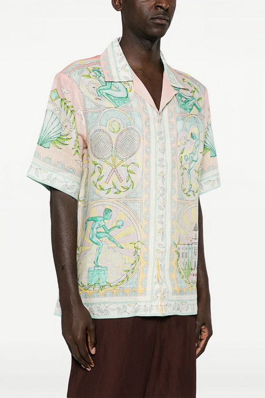 Ben white pastel print short-sleeve shirt