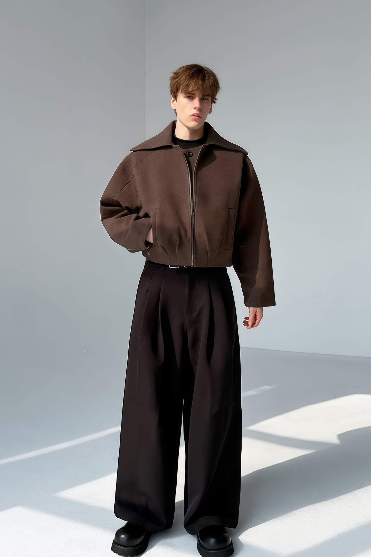 Raven brown mock two-piece jacket