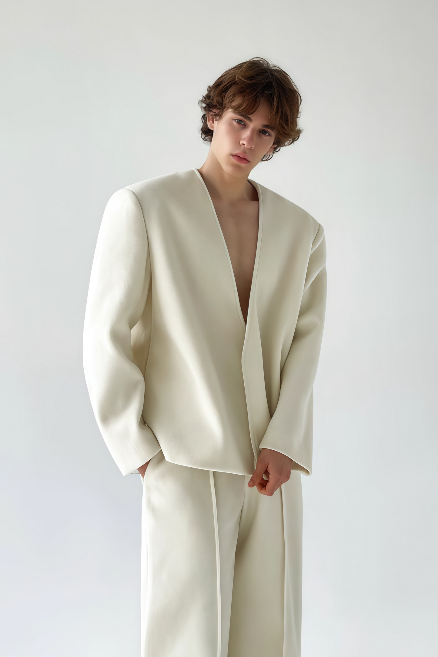 Gaspard white jacket & trousers matching set