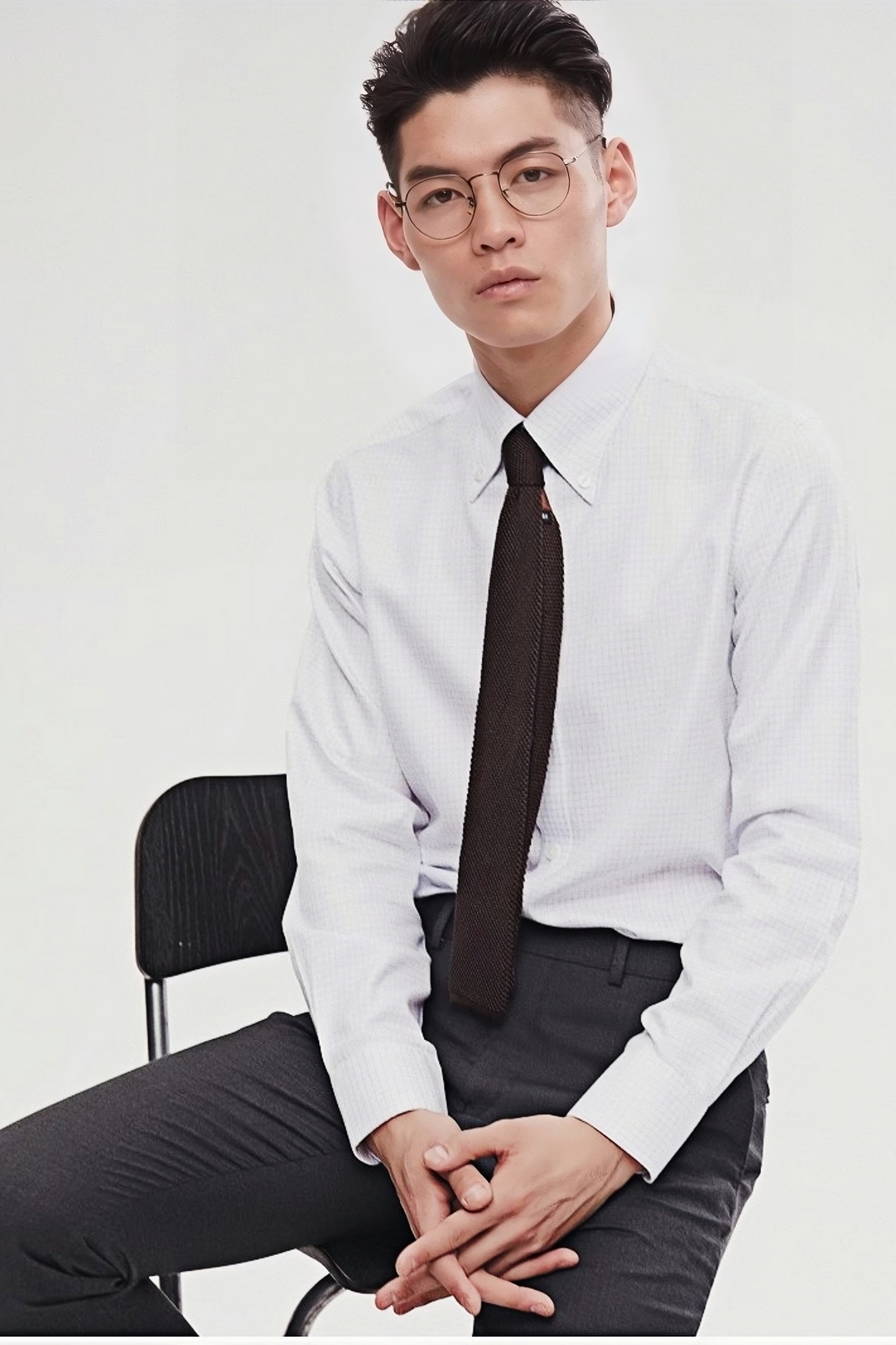 Atticus white diagonal-check shirt