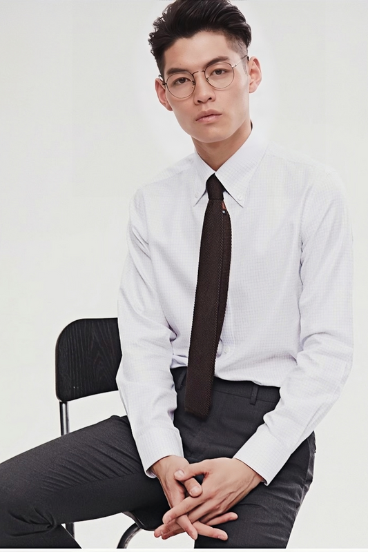 Atticus white diagonal-check shirt