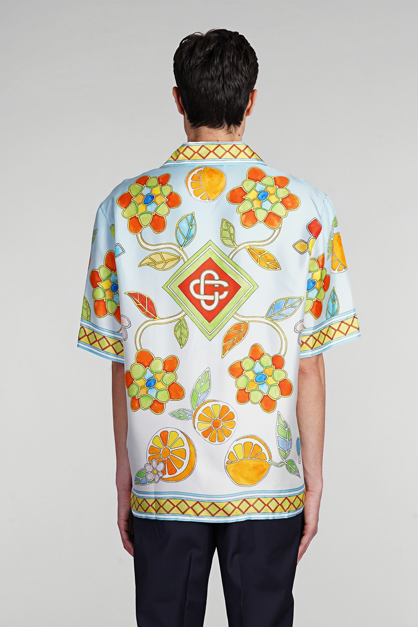 Brian light blue floral print short-sleeve shirt