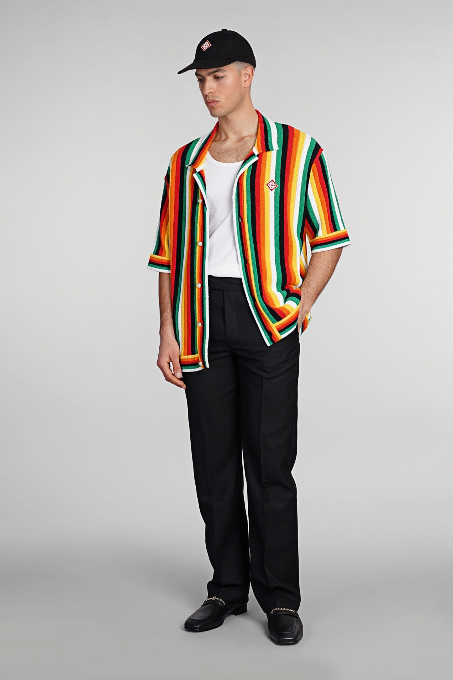 Nate rainbow striped knit shirt