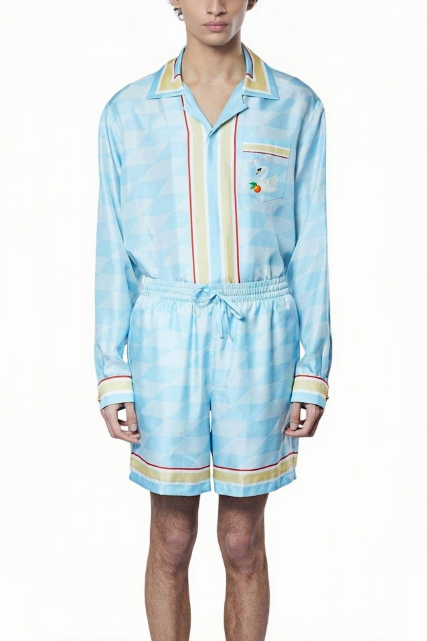 Michel light blue striped short-sleeve shirt