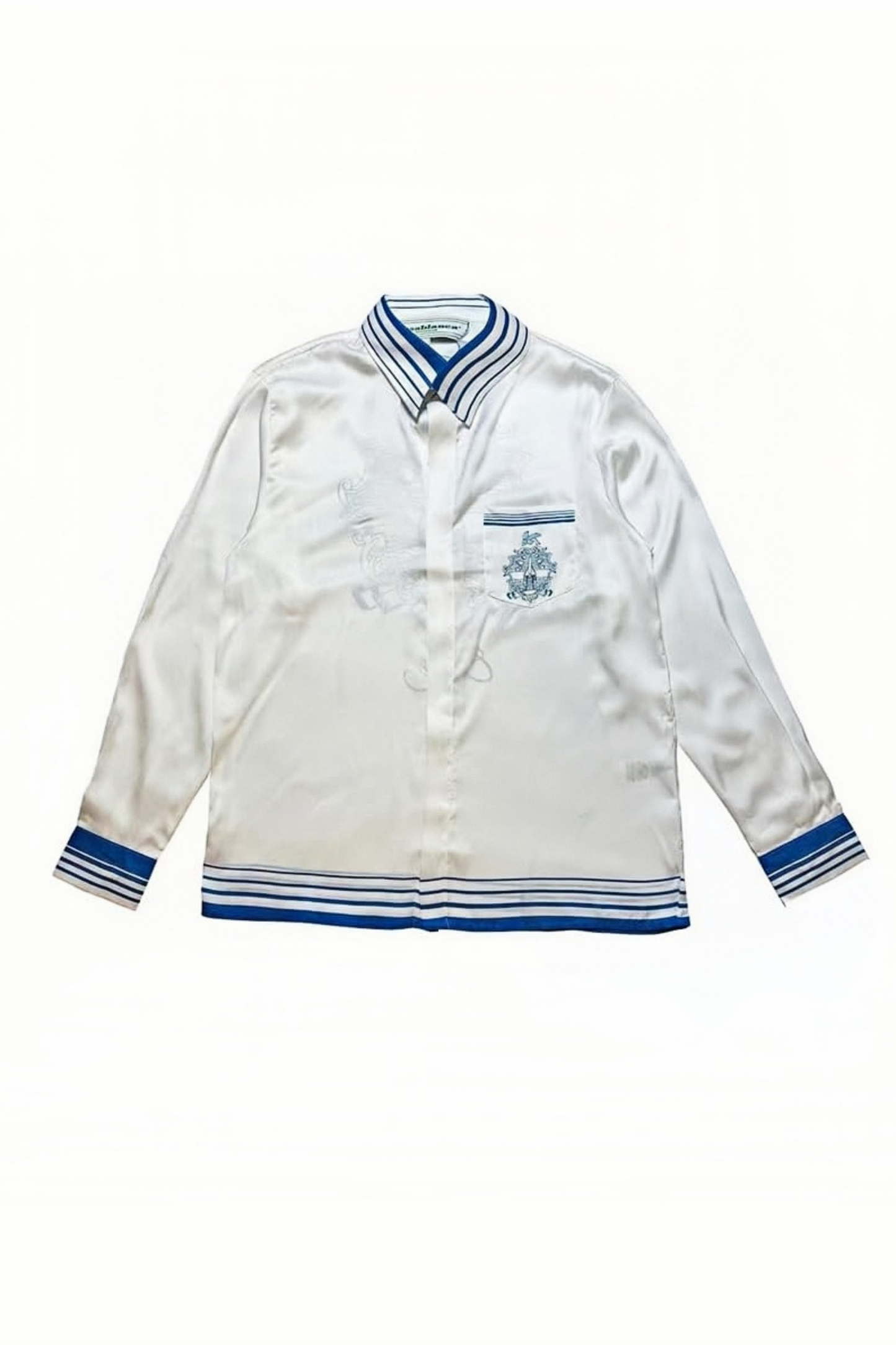 Terry white crested track long-sleeve shirt