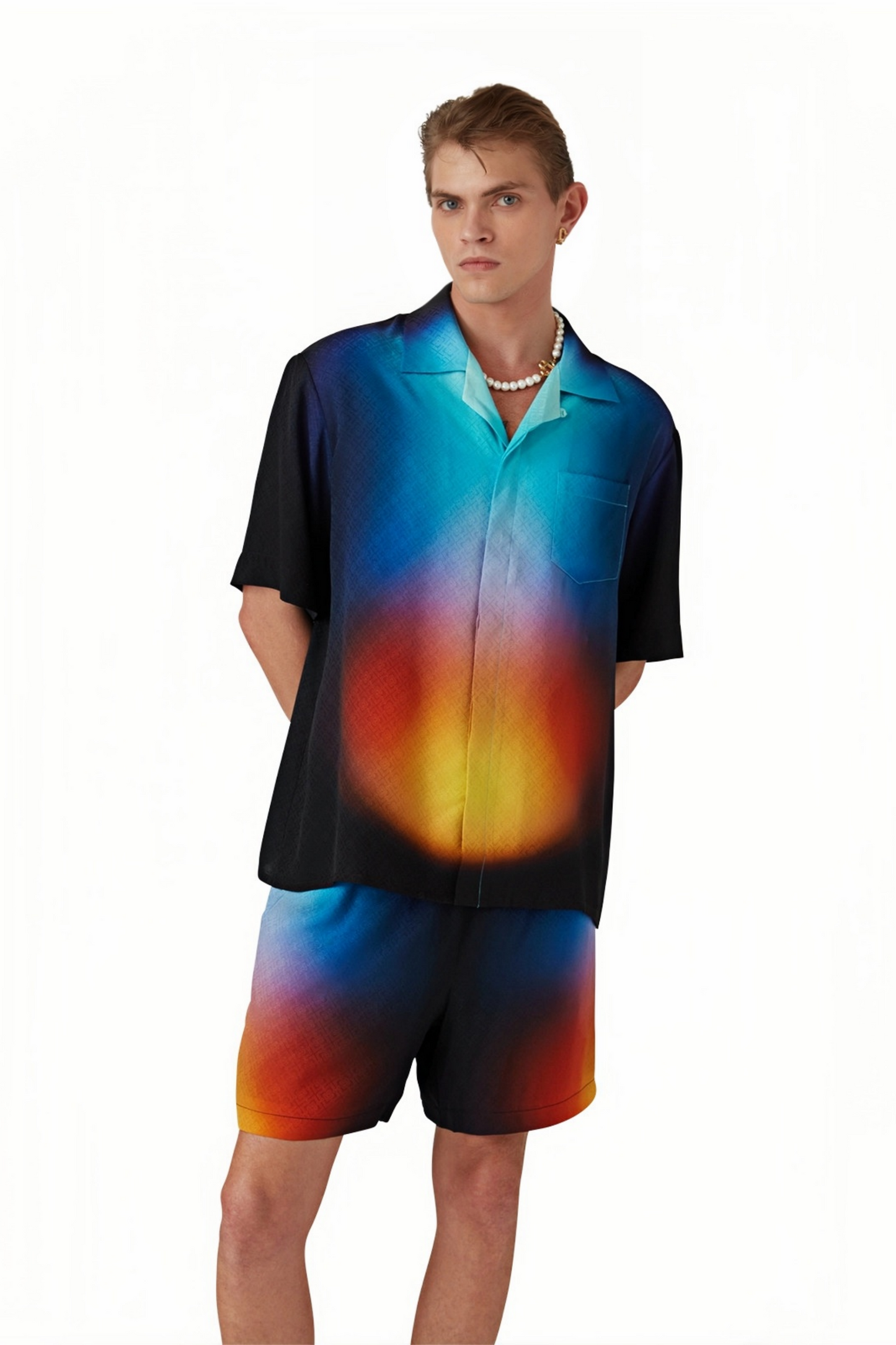 Mike black rainbow gradient short-sleeve shirt