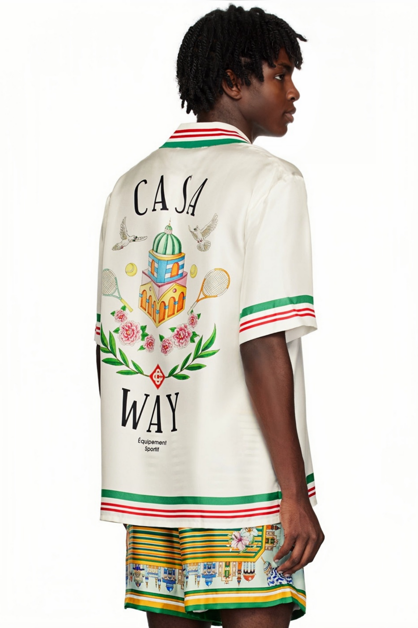 Théo white striped varsity short-sleeve shirt