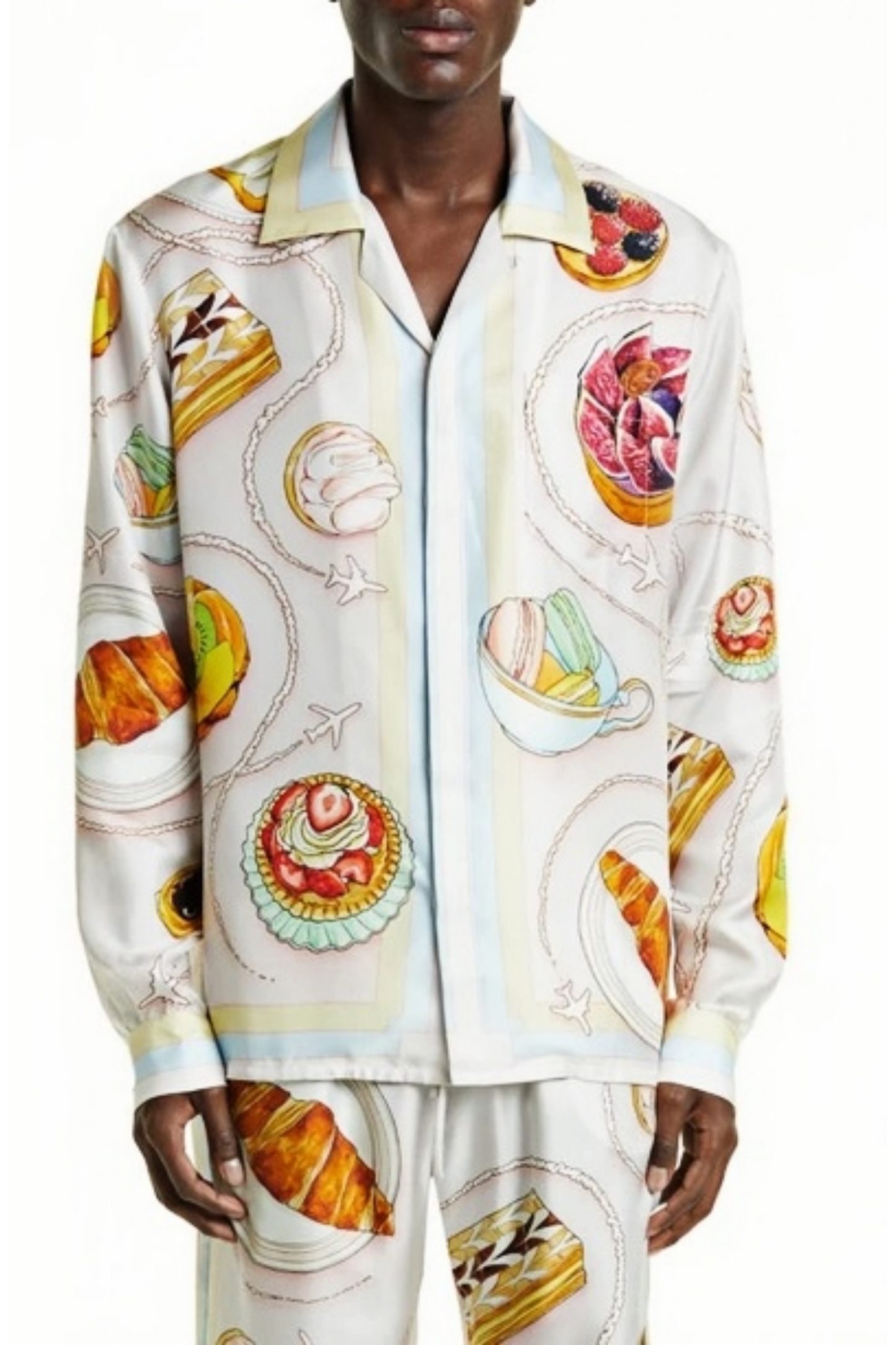 Léon white pastry print long-sleeve shirt