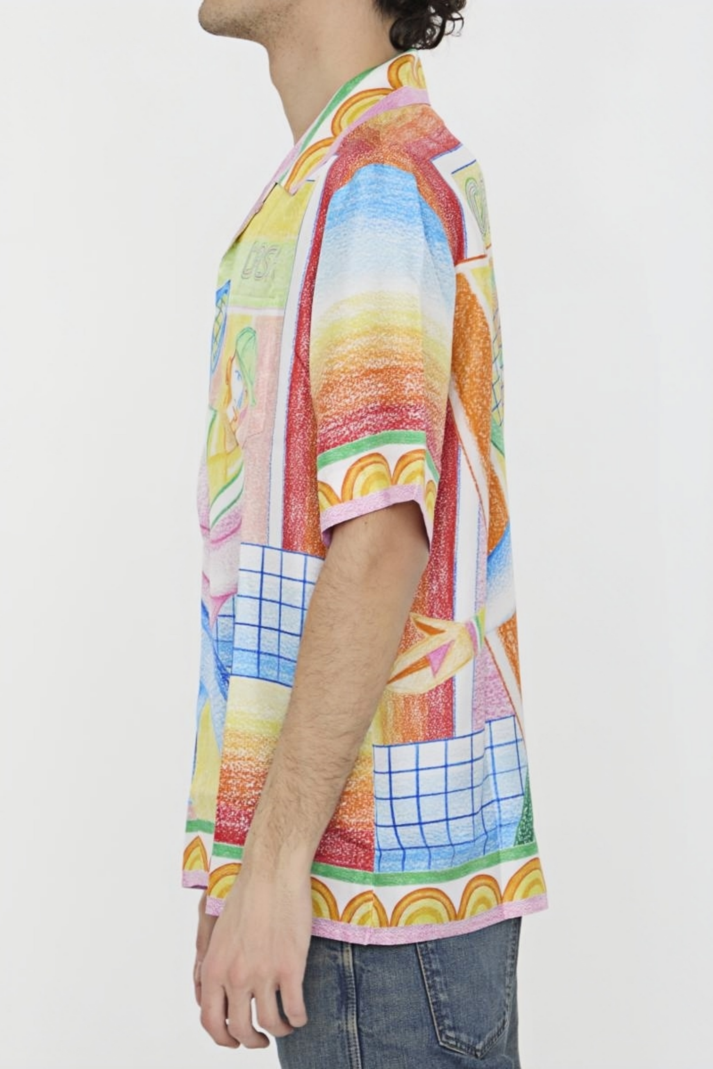 Adam yellow colorful print short-sleeve shirt